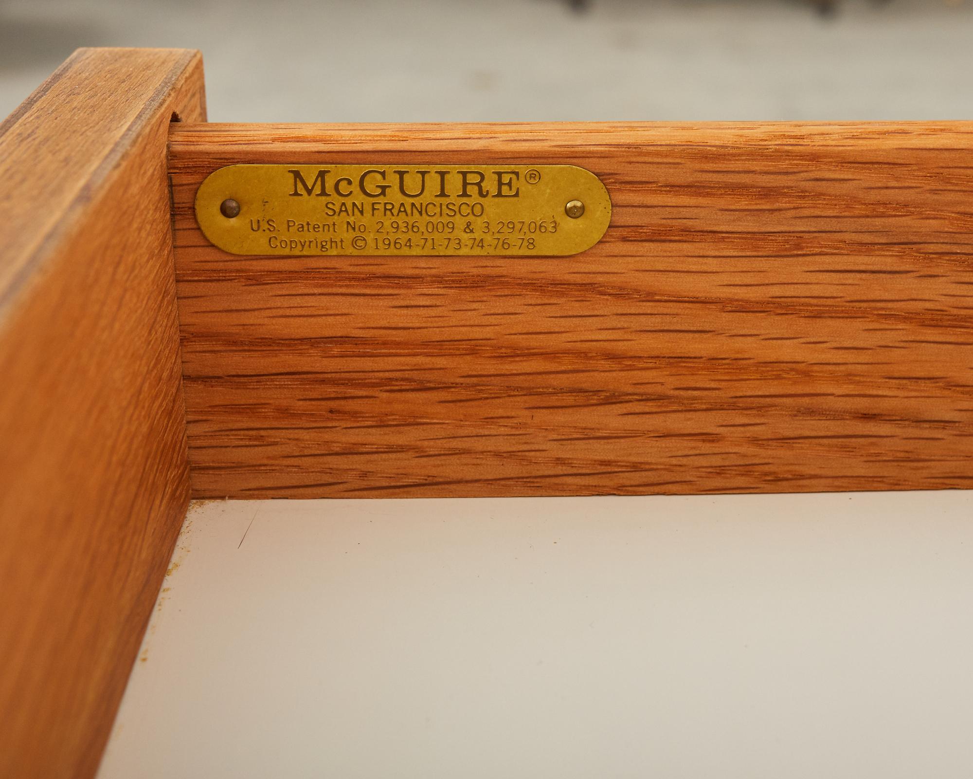 20th Century McGuire Organic Modern Rattan Oak Flip Top Desk or Console