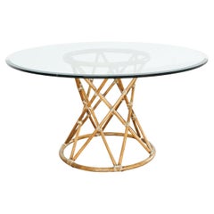 McGuire Organic Modern Rattan Pedestal Dining Table