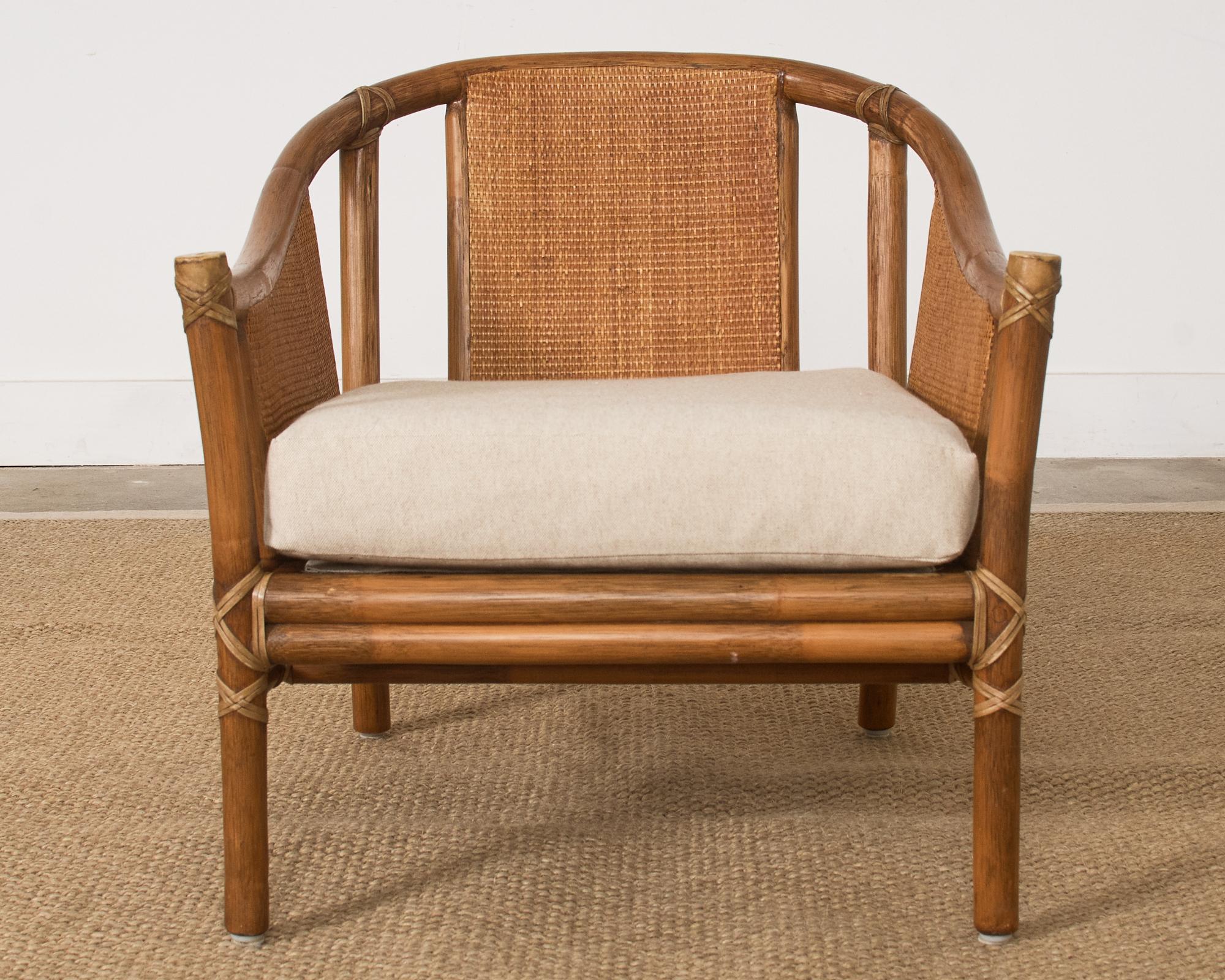 Hand-Crafted McGuire Organic Modern Rattan Raffia Lounge Chair For Sale