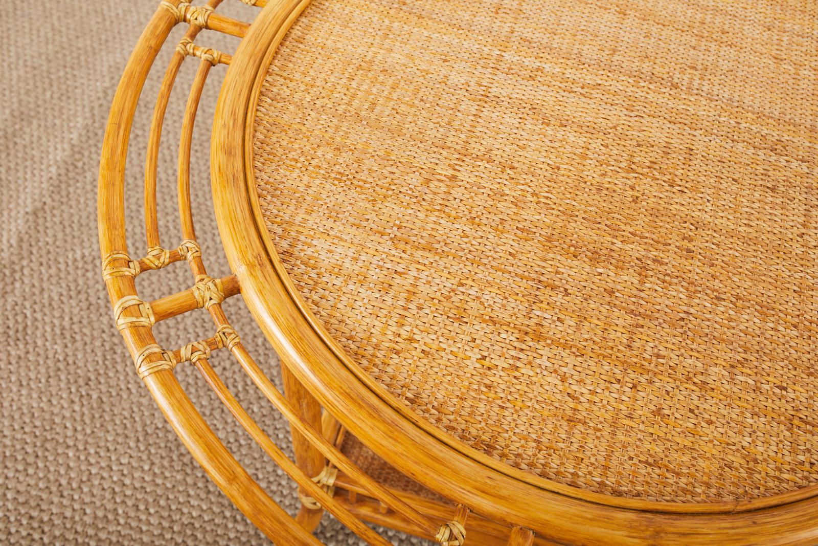 McGuire Organic Modern Rattan Raffia Occasional or Centre Table In Good Condition For Sale In Rio Vista, CA