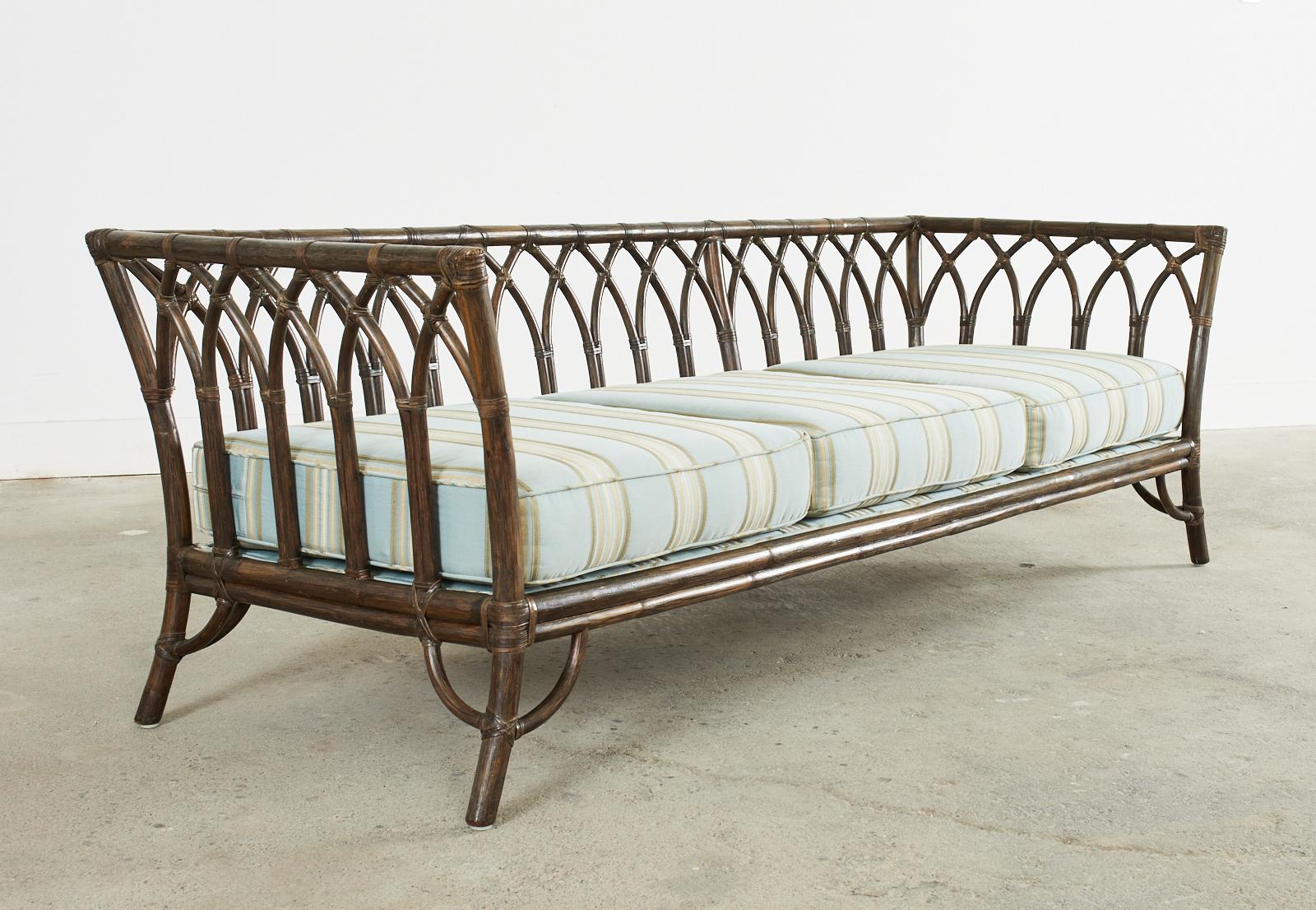 20th Century McGuire Organic Modern Rattan Cathedral Sofa or Daybed