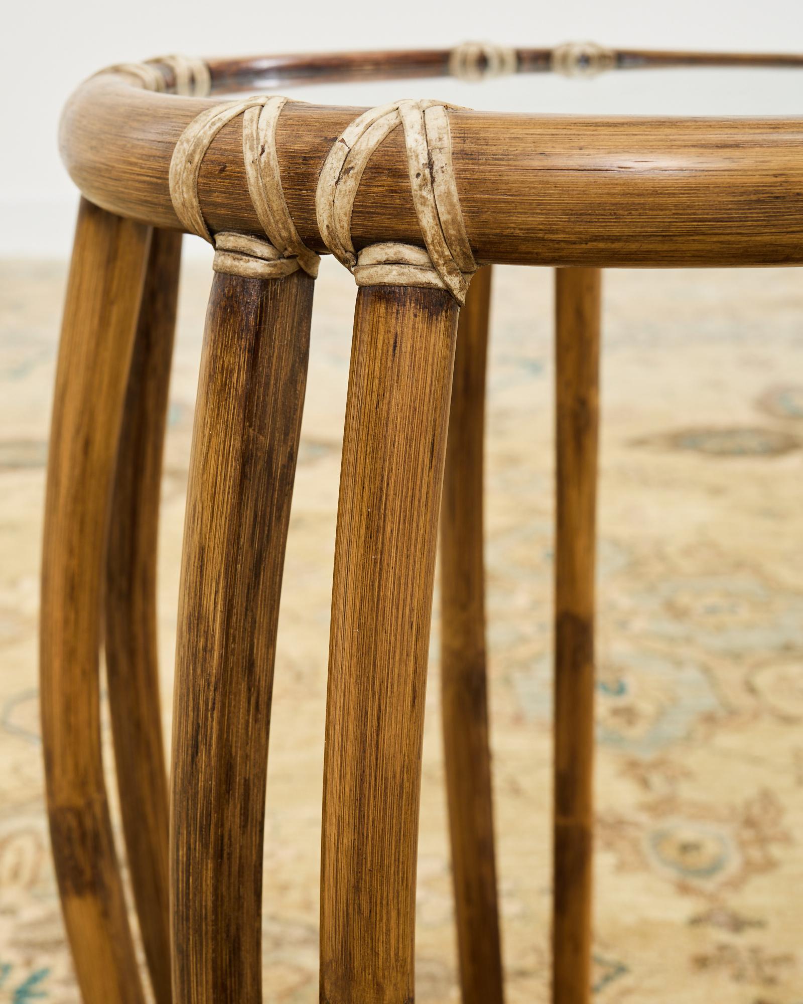 McGuire Organic Modern Rattan Taborette Drum Drinks Table 3