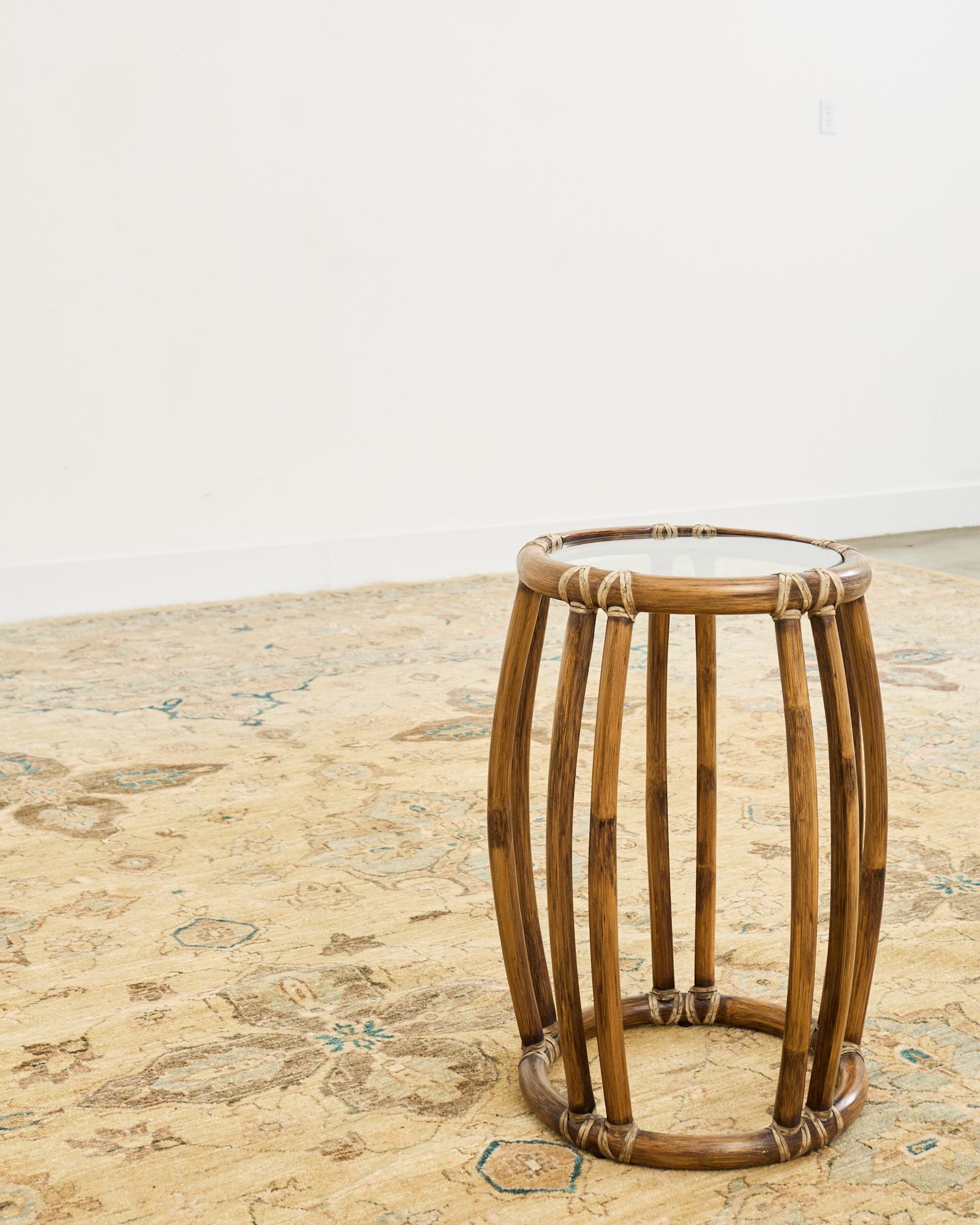 McGuire Organic Modern Rattan Taborette Drum Drinks Table 5