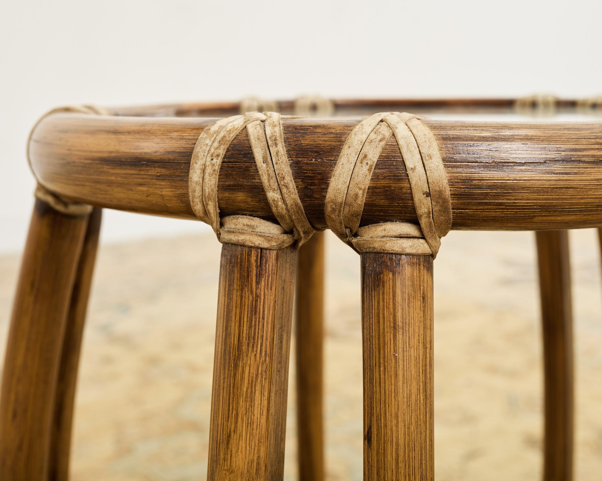 McGuire Organic Modern Rattan Taborette Drum Drinks Table 7