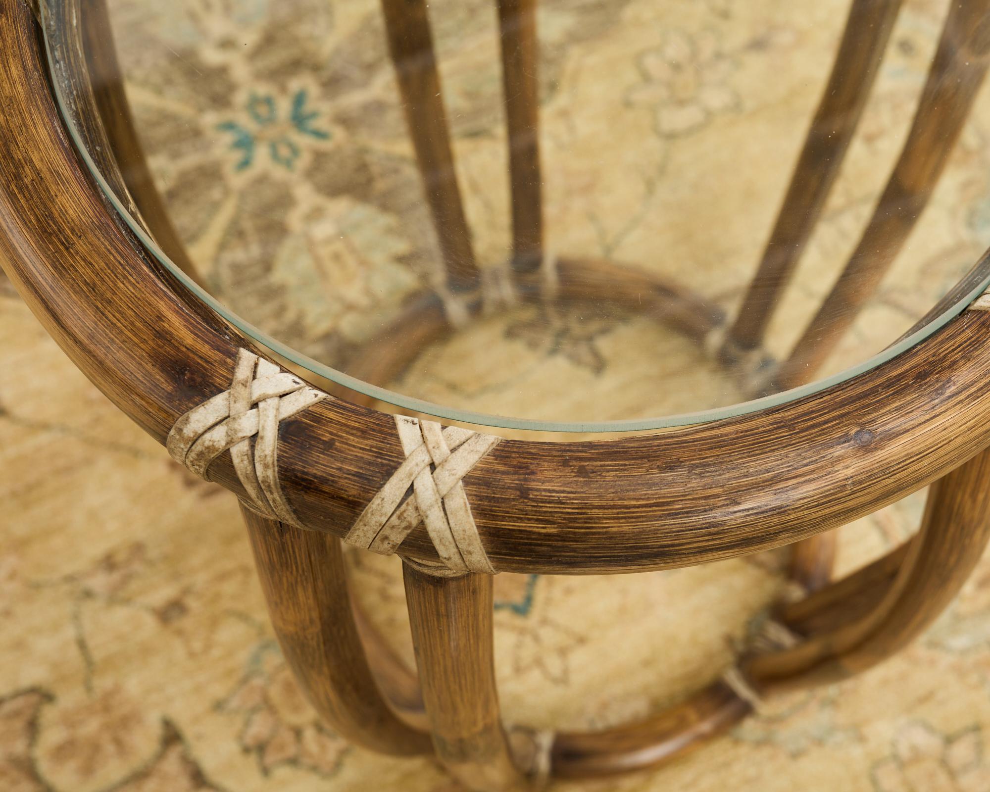 McGuire Organic Modern Rattan Taborette Drum Drinks Table 8