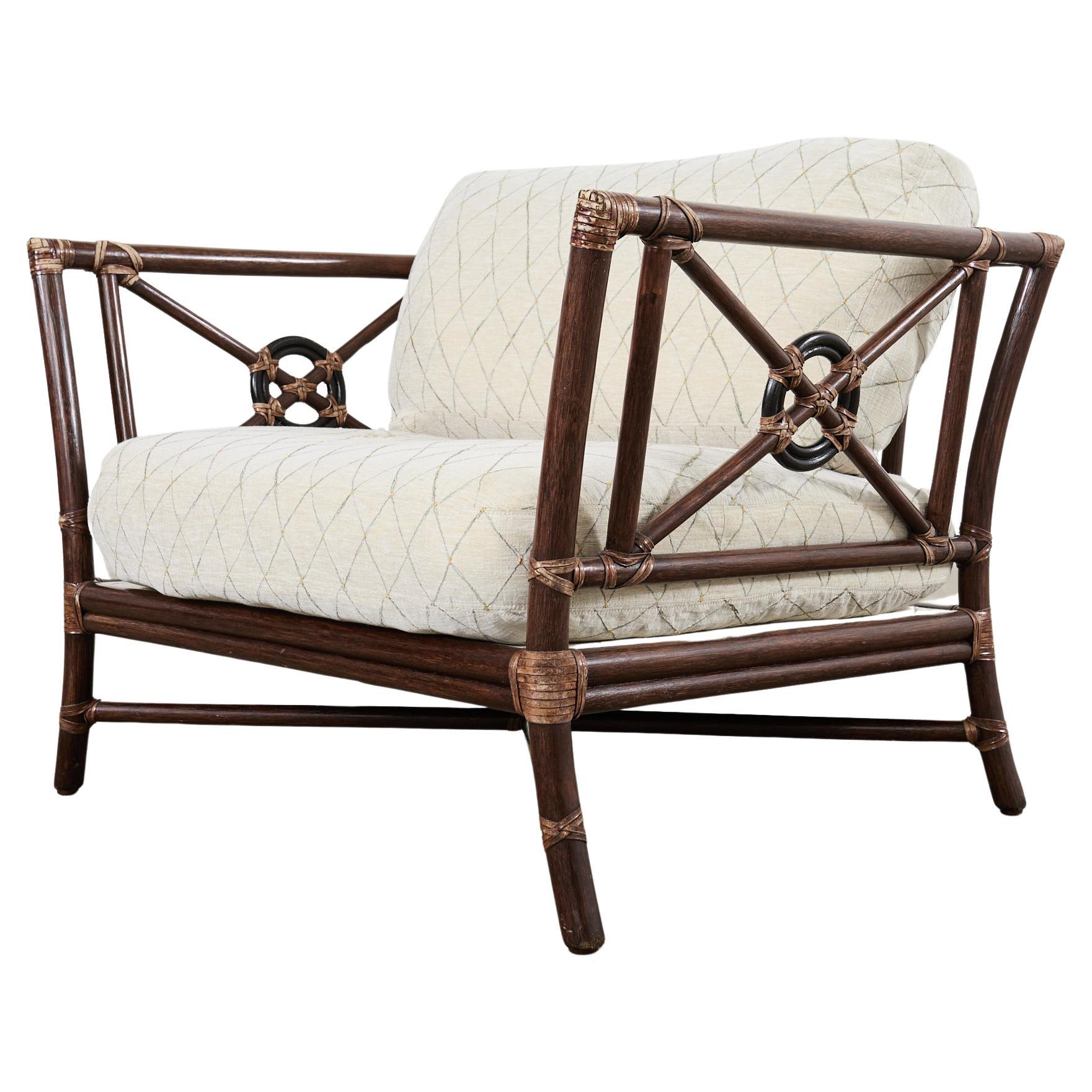 McGuire Organic Modern Rattan Target Design Lounge Chair For Sale