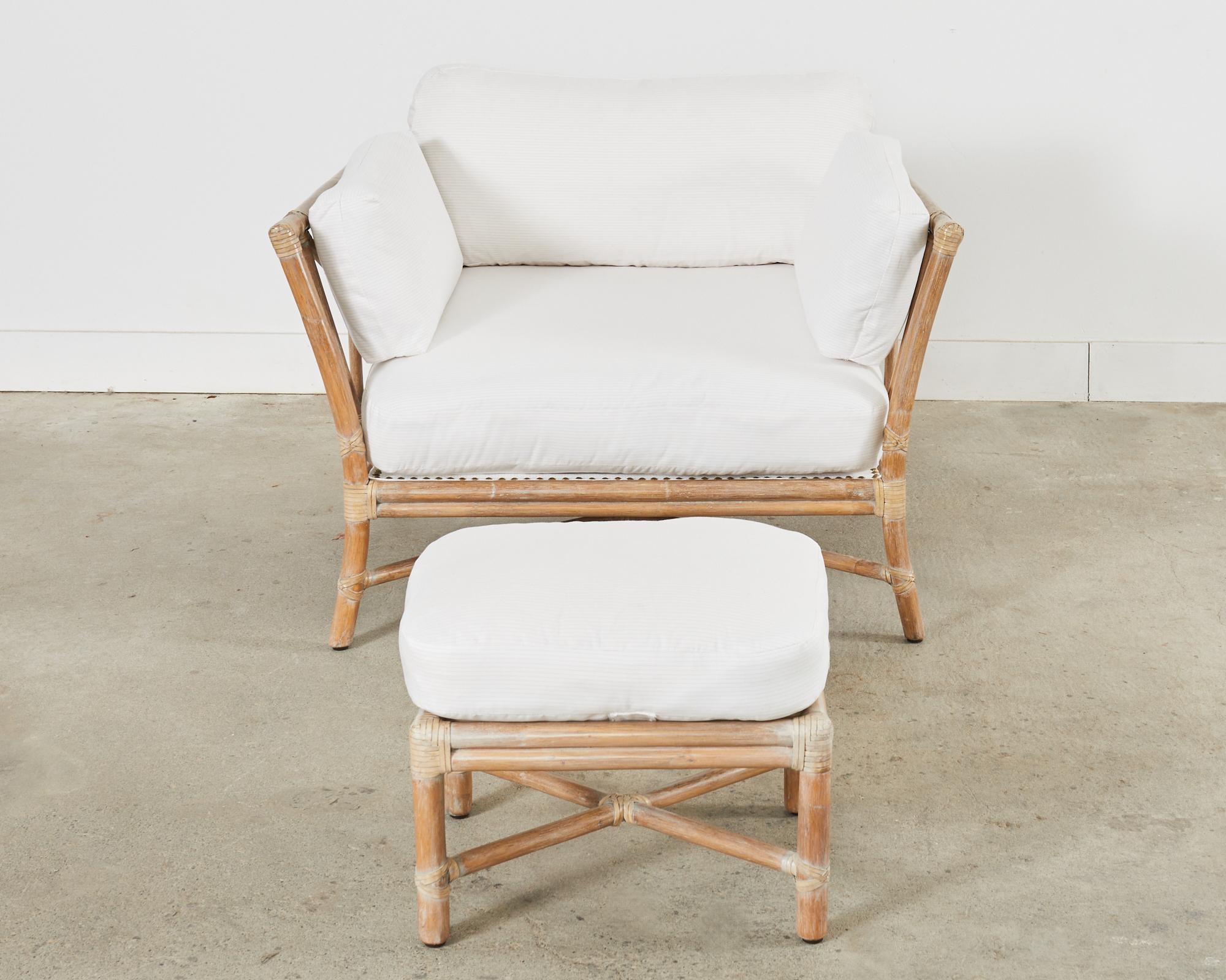 American McGuire Organic Modern Rattan Target Lounge Chair and Ottoman