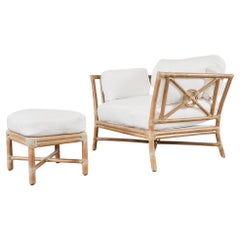 McGuire Organic Modern Rattan Target Lounge Chair and Ottoman