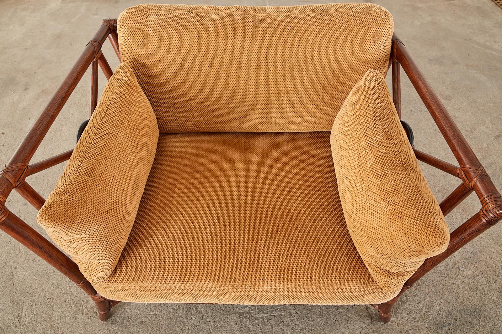 Hand-Crafted McGuire Organic Modern Rattan Target Lounge Cube Chair