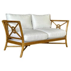 Mcguire Organic Modern Rattan Target Sette Loveseat Custom Upholstered