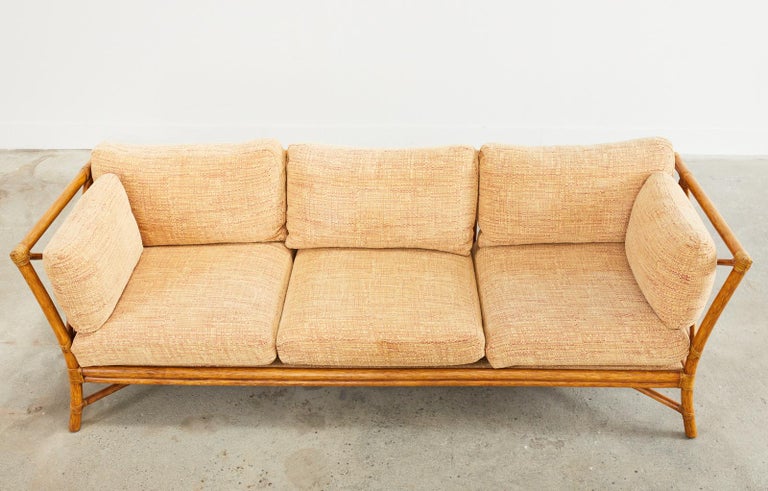 Hand-Crafted McGuire Organic Modern Rattan Target Sofa or Daybed For Sale
