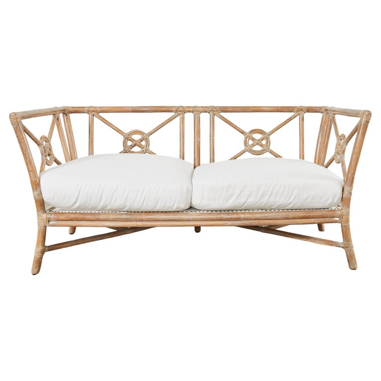 McGuire Organic Modern Rattan Target Sofa Settee For Sale at 1stDibs