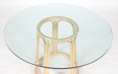 McGuire Organic Modern Round Glass and Rattan Pedestal Dining Table
