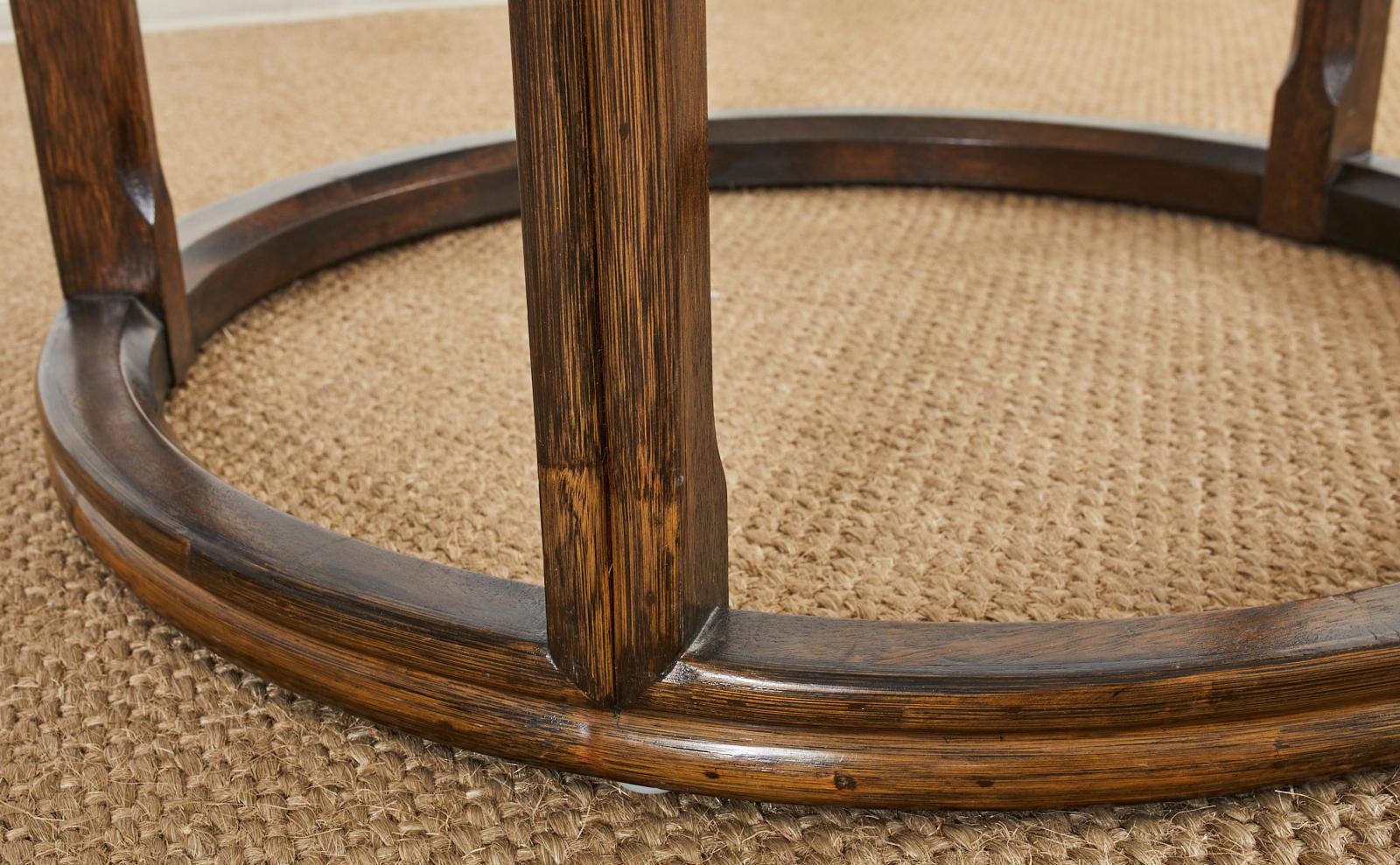 McGuire Organic Modern Round Rattan Oak Dining Table For Sale 10