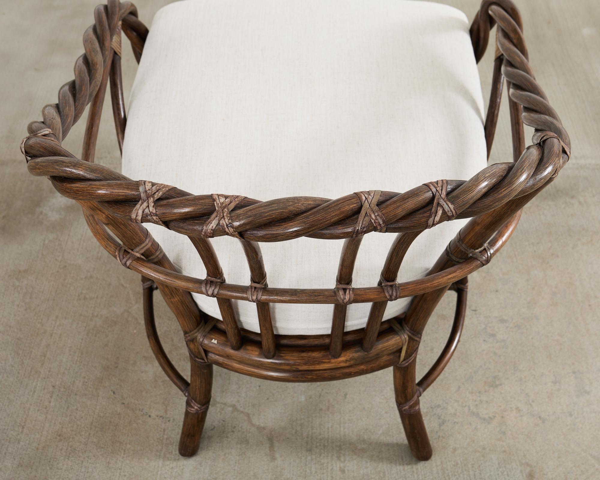 McGuire Organic Modern Twisted Rattan Lounge Chair and Ottoman For Sale 7