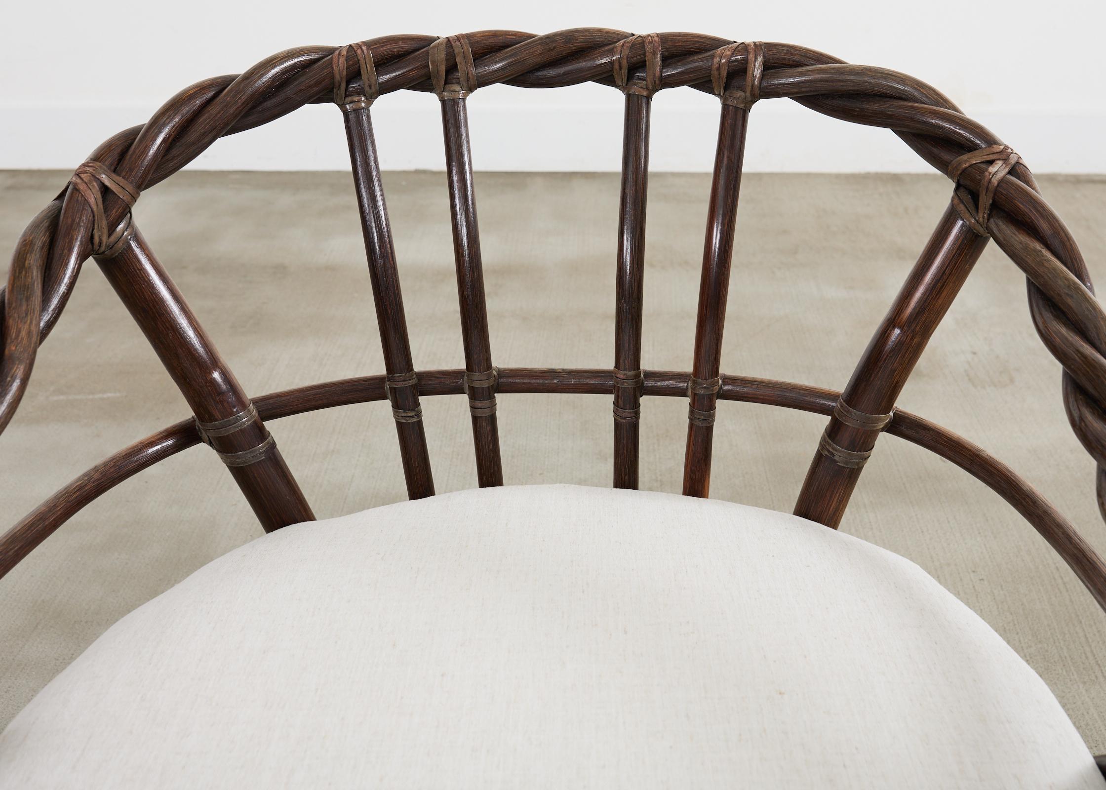 McGuire Organic Modern Twisted Rattan Lounge Chair and Ottoman For Sale 2