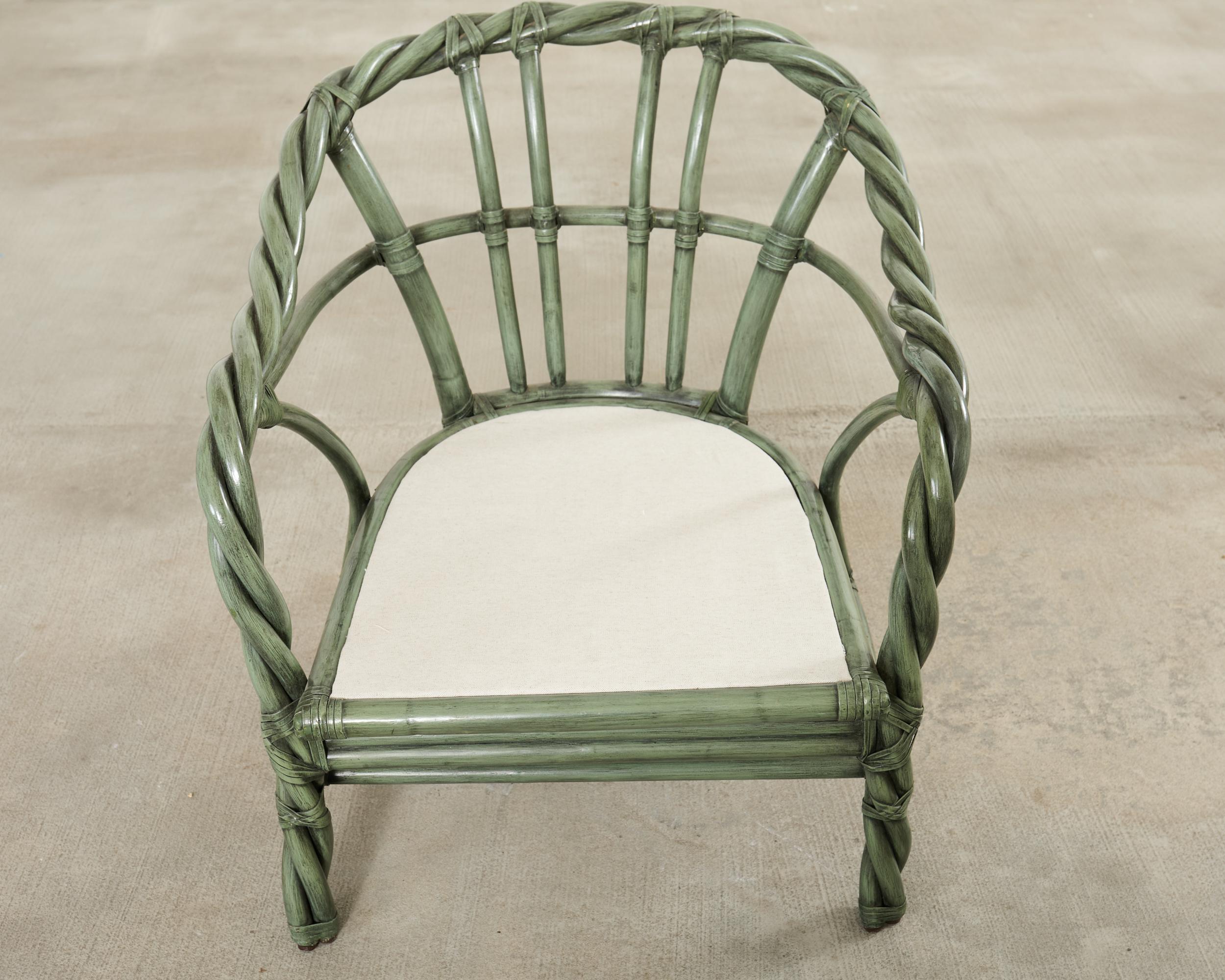 McGuire Organic Modern Twisted Rattan Lounge Chair in vendita 5