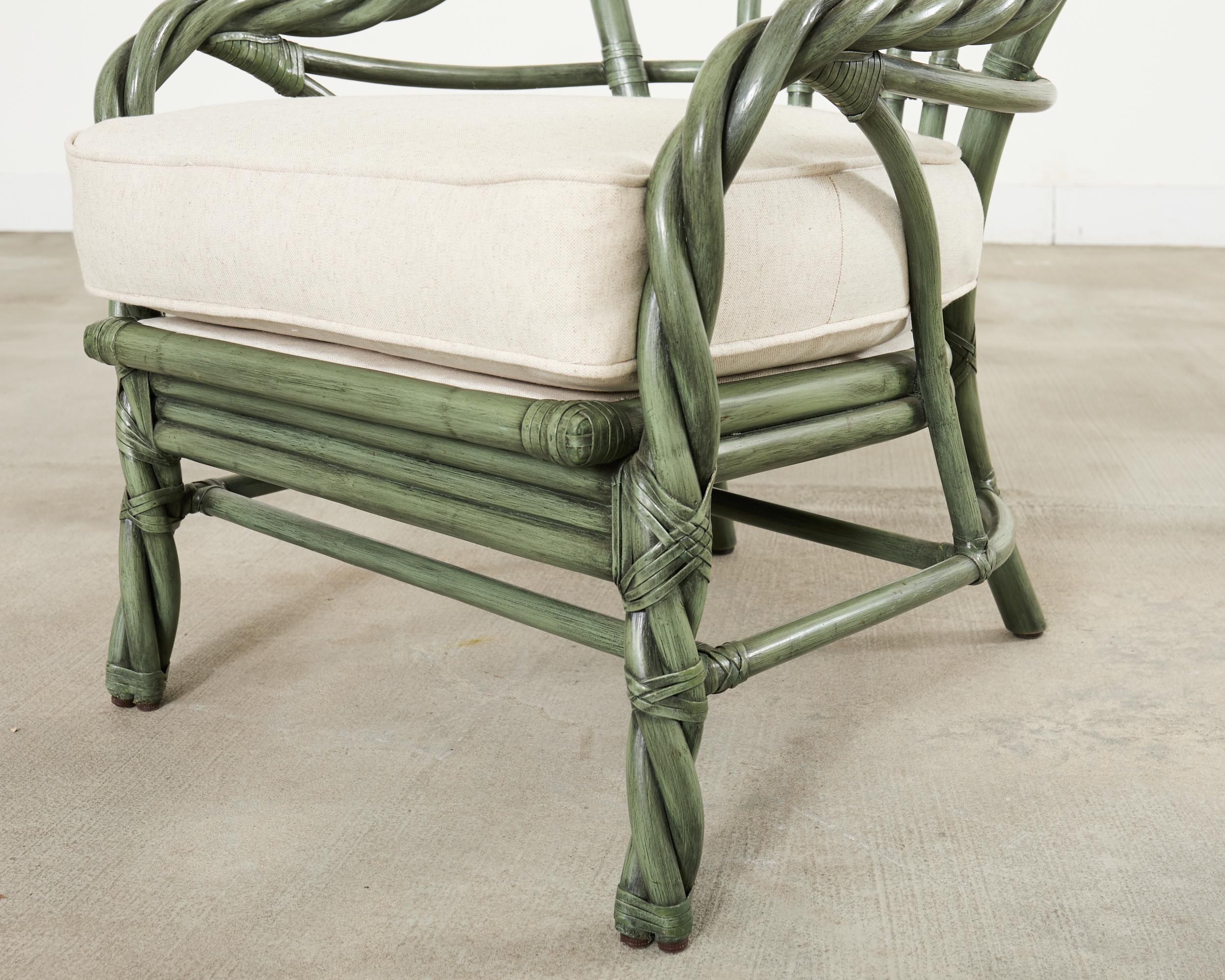 Pelle McGuire Organic Modern Twisted Rattan Lounge Chair in vendita