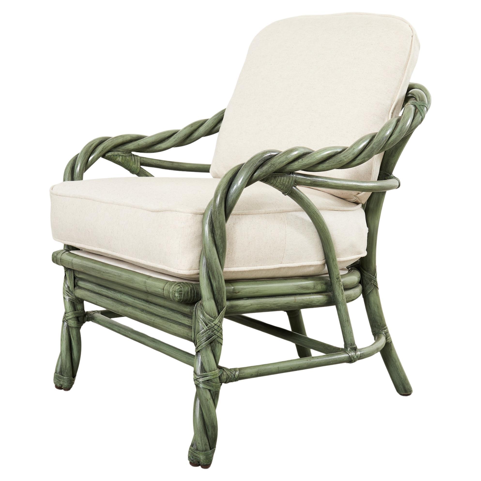 McGuire Organic Modern Twisted Rattan Lounge Chair in vendita