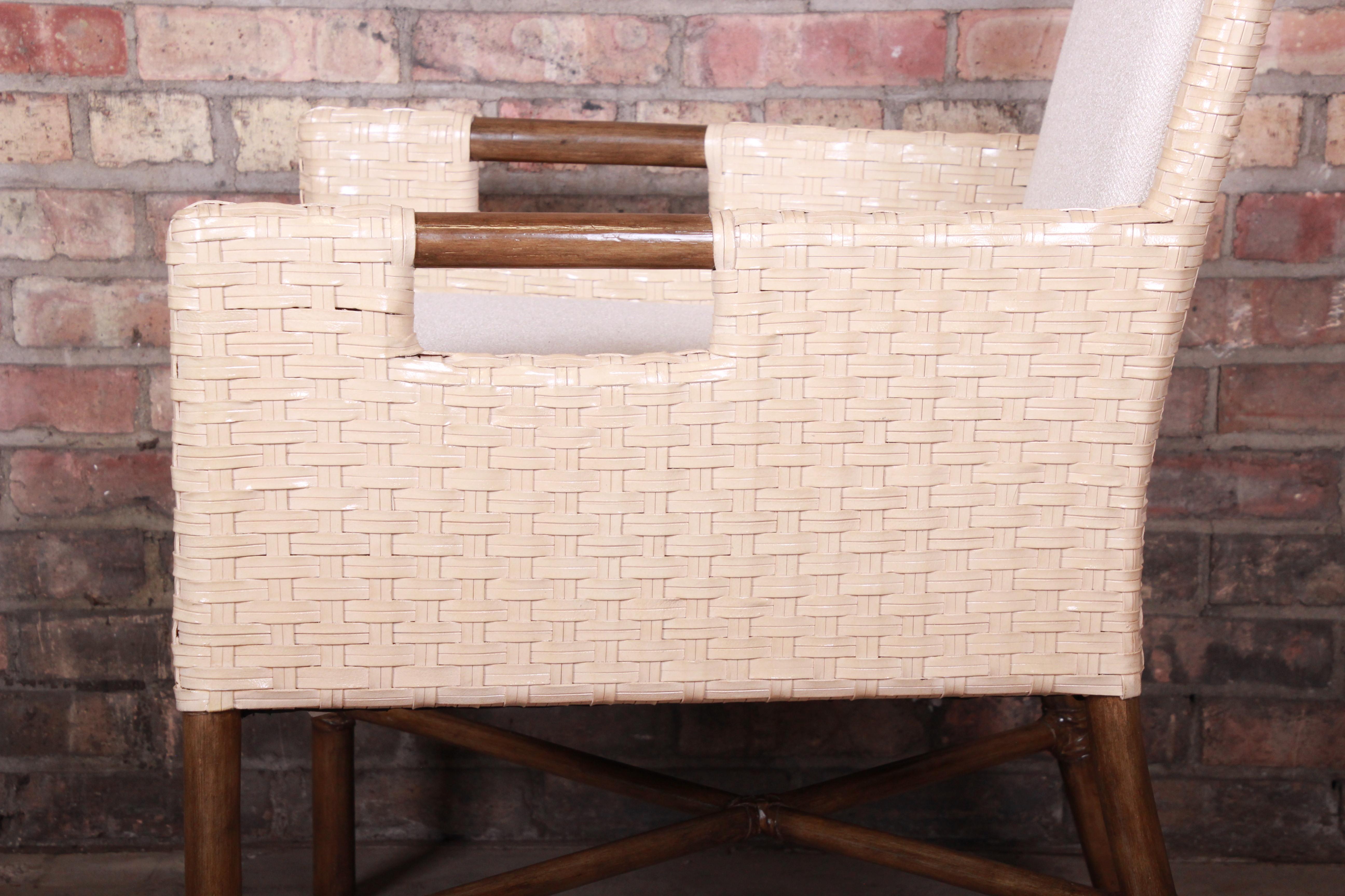 Chaise de salon McGuire moderne et naturelle en rotin de bambou tressé et bois massif en vente 3