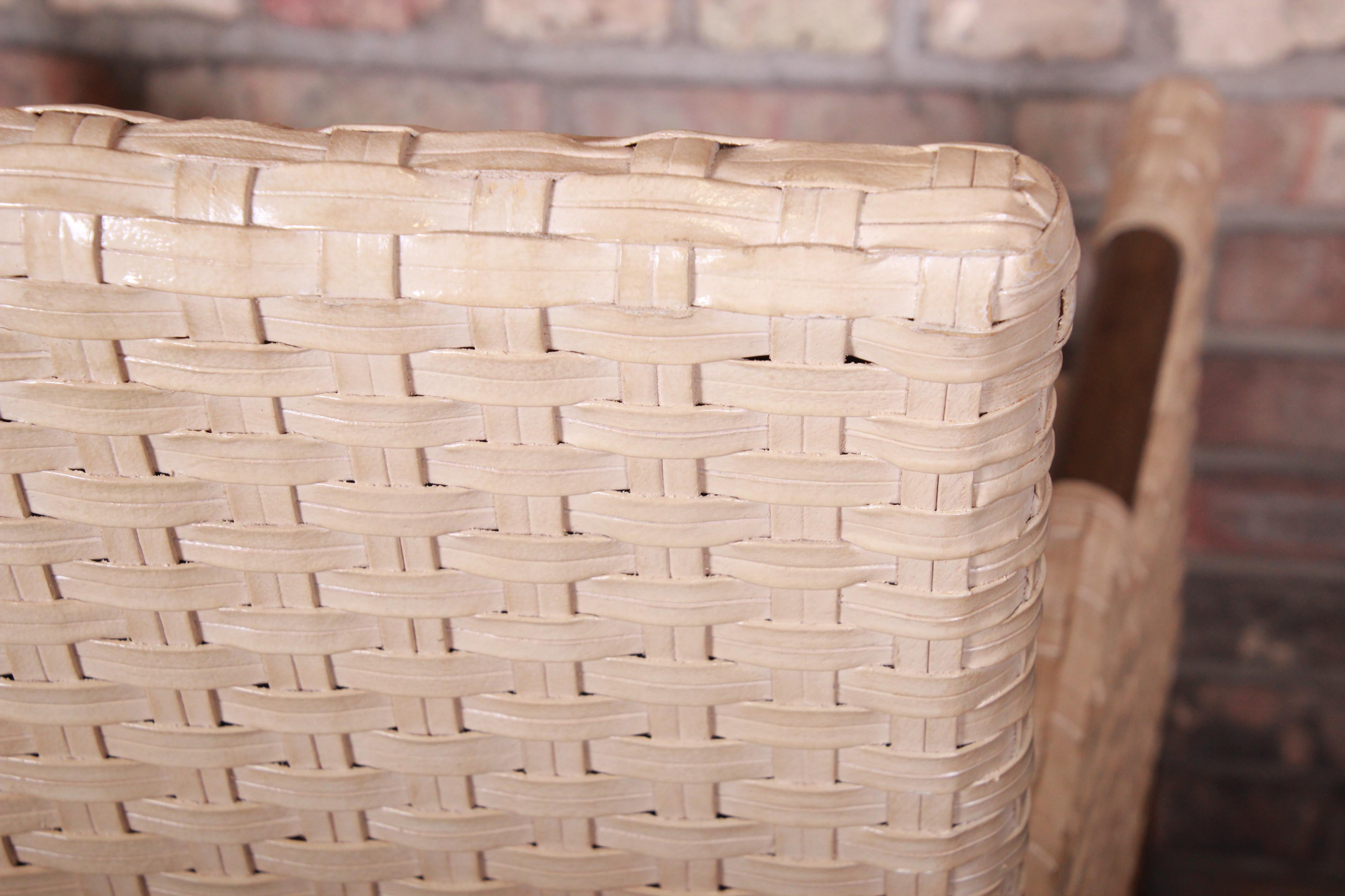 McGuire Organic Modern Woven Bamboo Rattan and Hardwood Lounge Chair For Sale 6