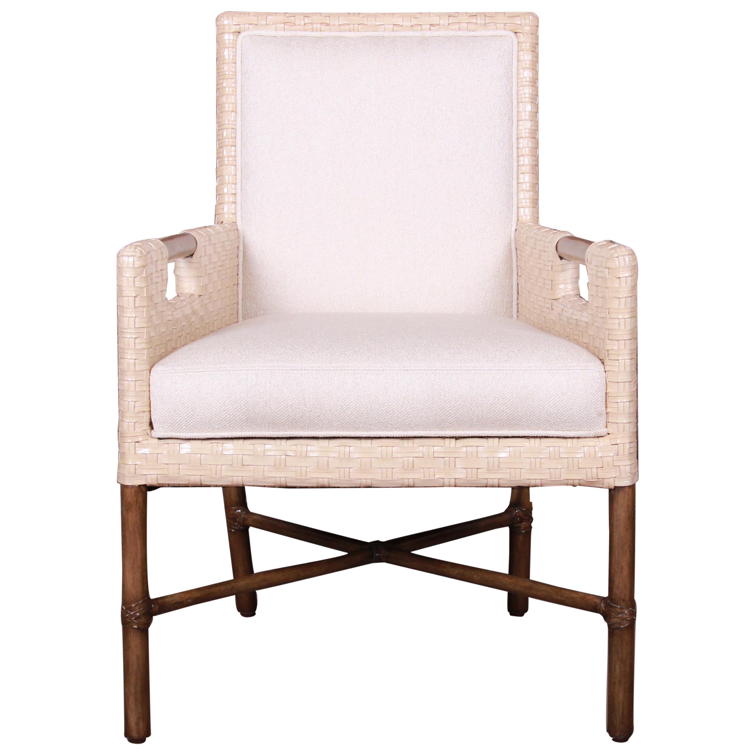 McGuire Organic Modern Woven Bamboo Rattan and Hardwood Lounge Chair