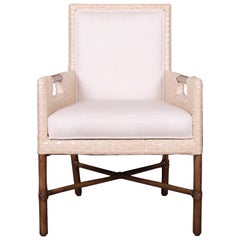 Used McGuire Organic Modern Woven Bamboo Rattan and Hardwood Lounge Chair