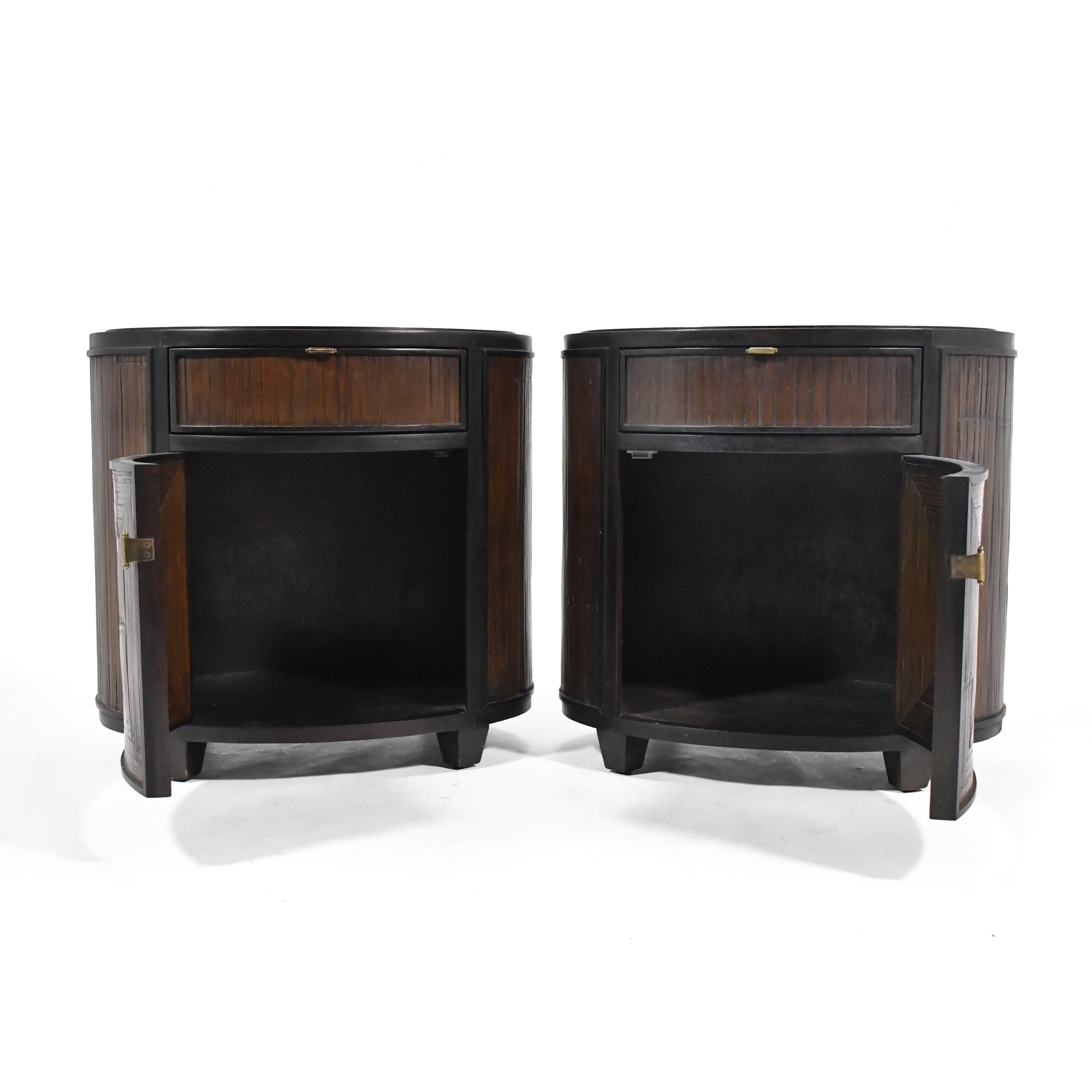 Modern McGuire Pair of Oval Nightands