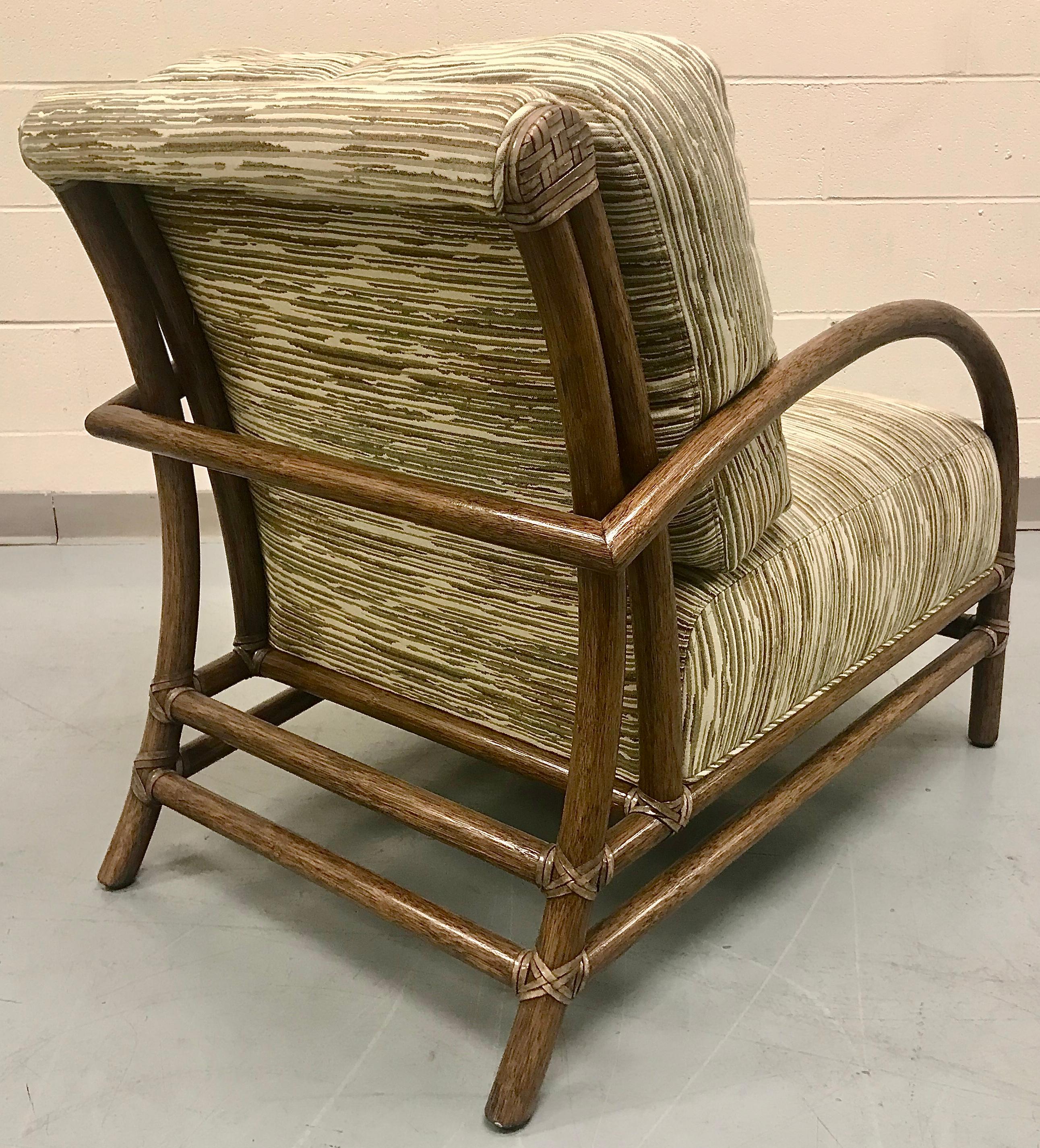 Contemporary McGuire Pair of Toscana Rattan Lounge Chairs