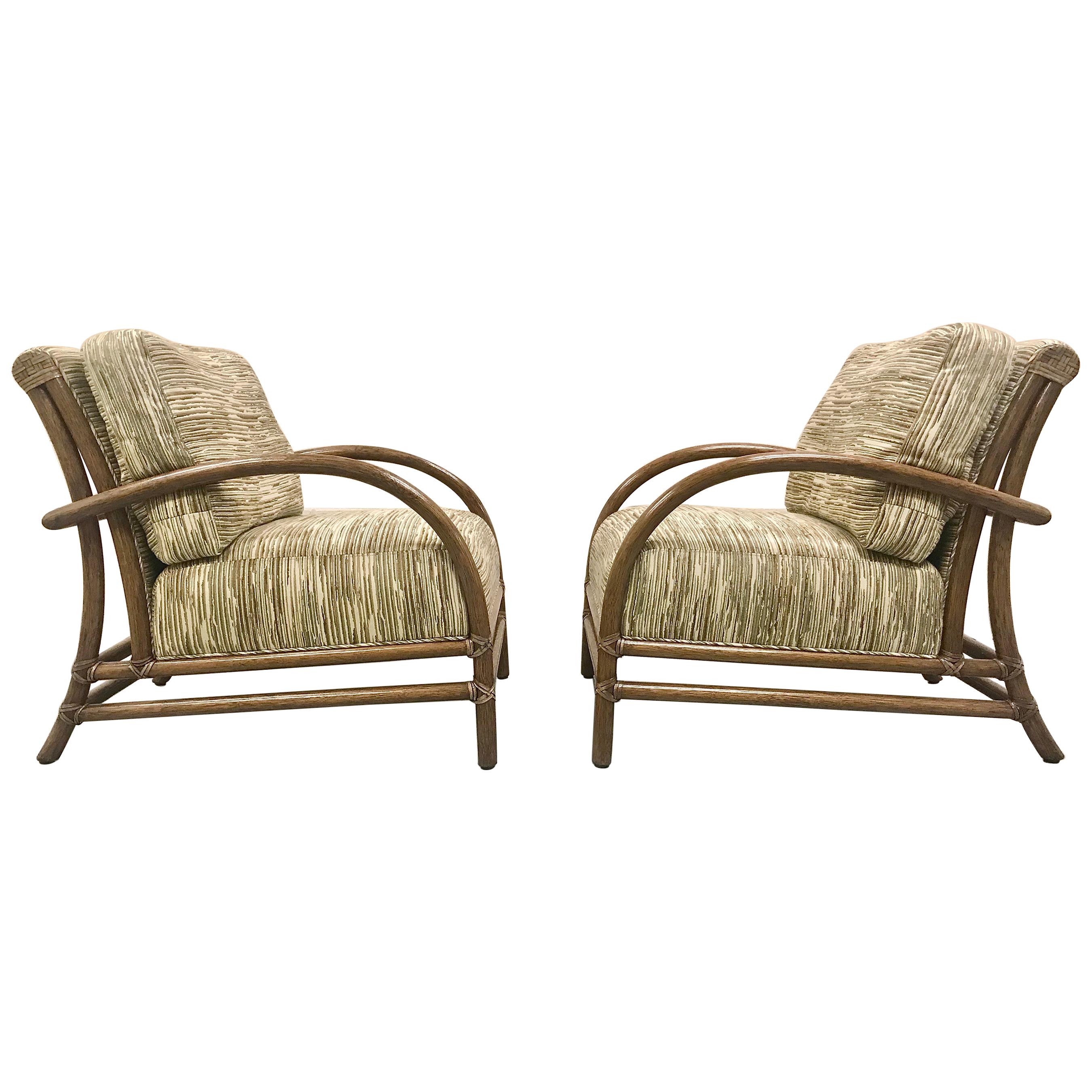 McGuire Pair of Toscana Rattan Lounge Chairs