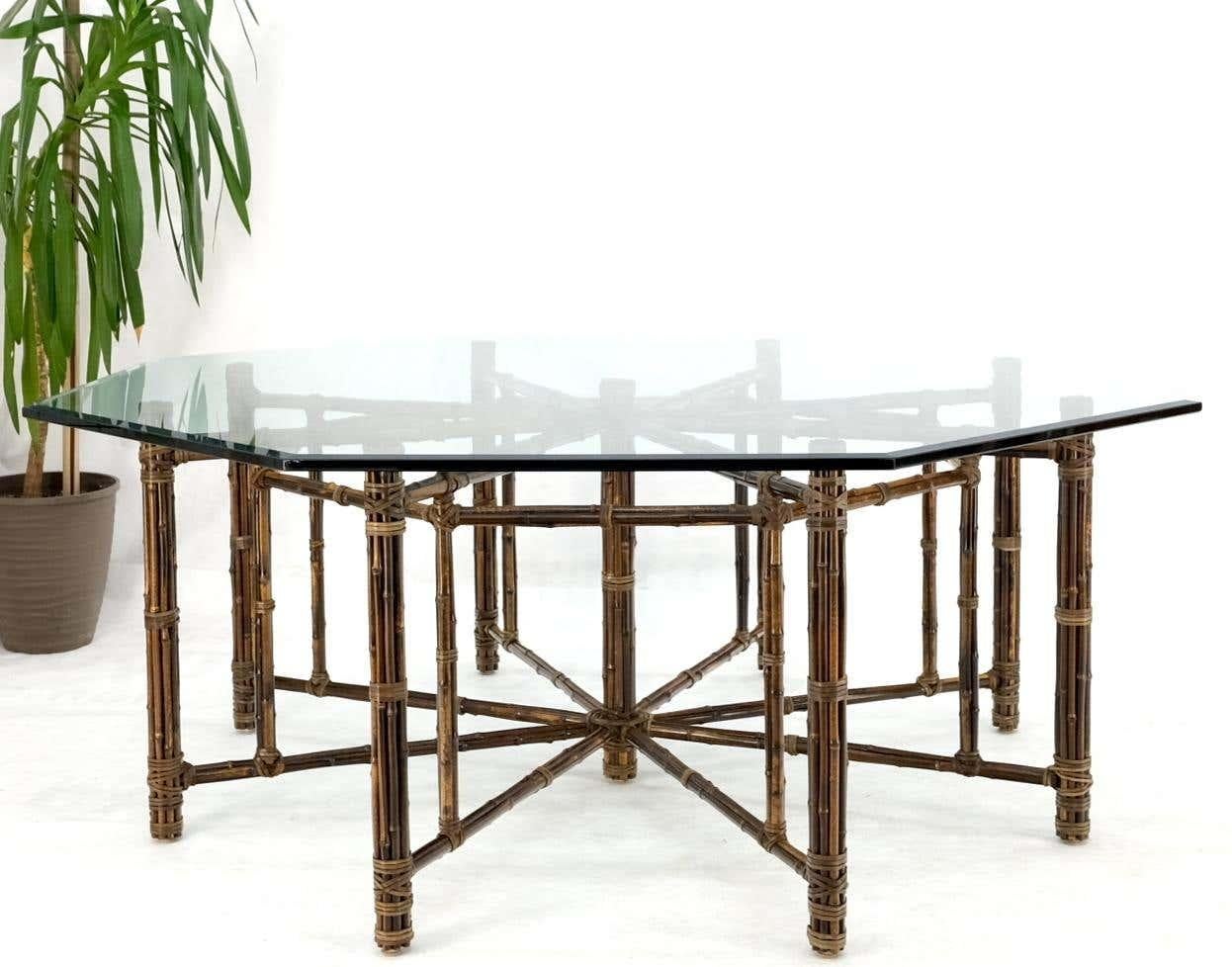 Organic Modern McGuire Rattan and Bamboo Octagonal Dining Table