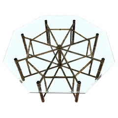 McGuire Rattan and Bamboo Octagonal Dining Table