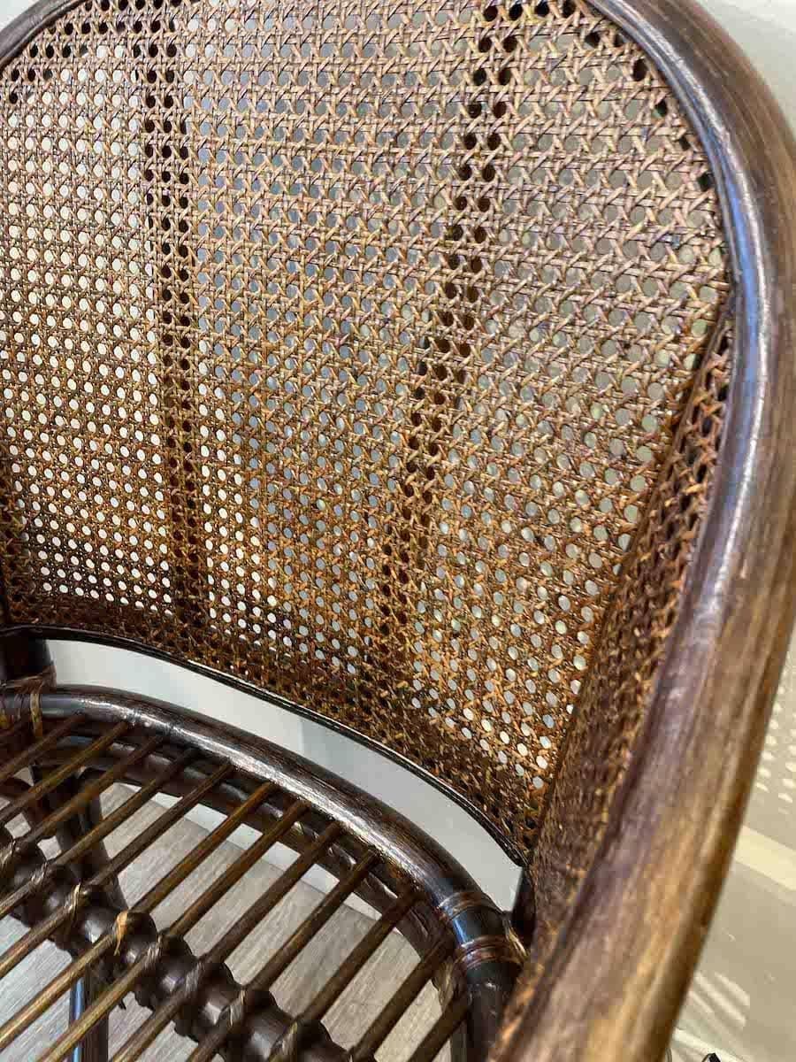 McGuire, Set di 4 poltrone in rattan e bambù con cuscini arancioni in vendita 5