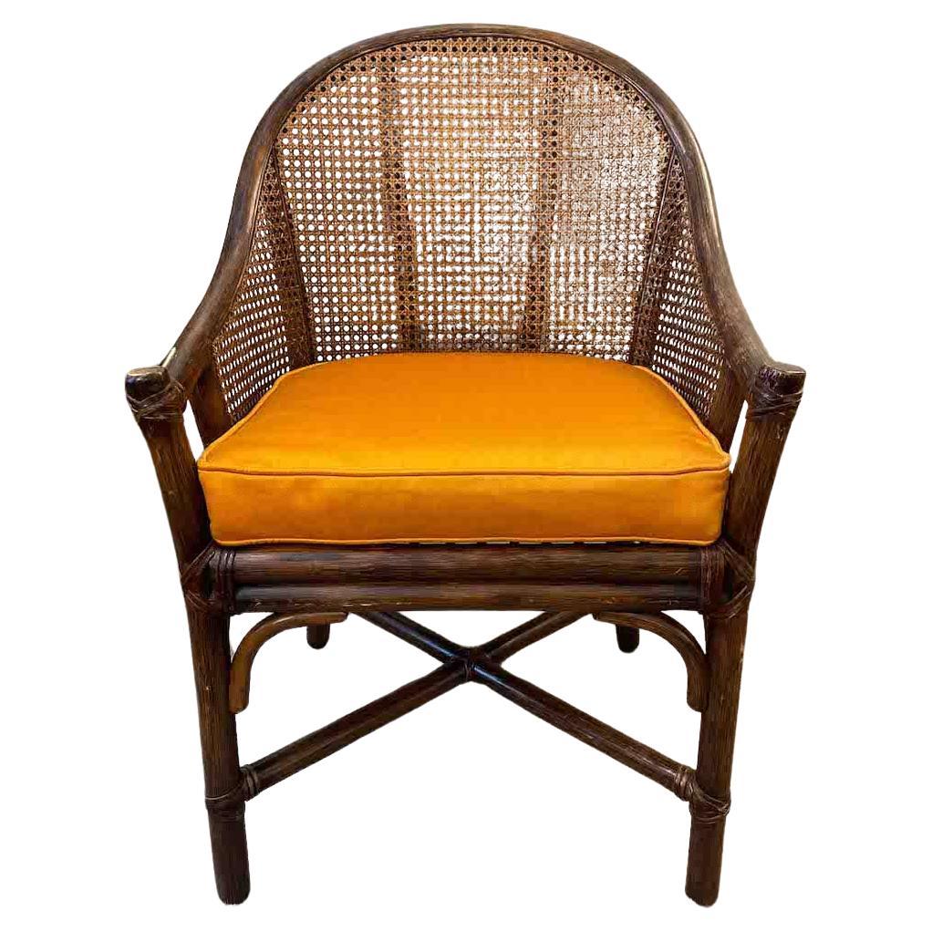 McGuire-Sessel aus Rattan und Bambus, 4er-Set mit orangefarbenen Kissen