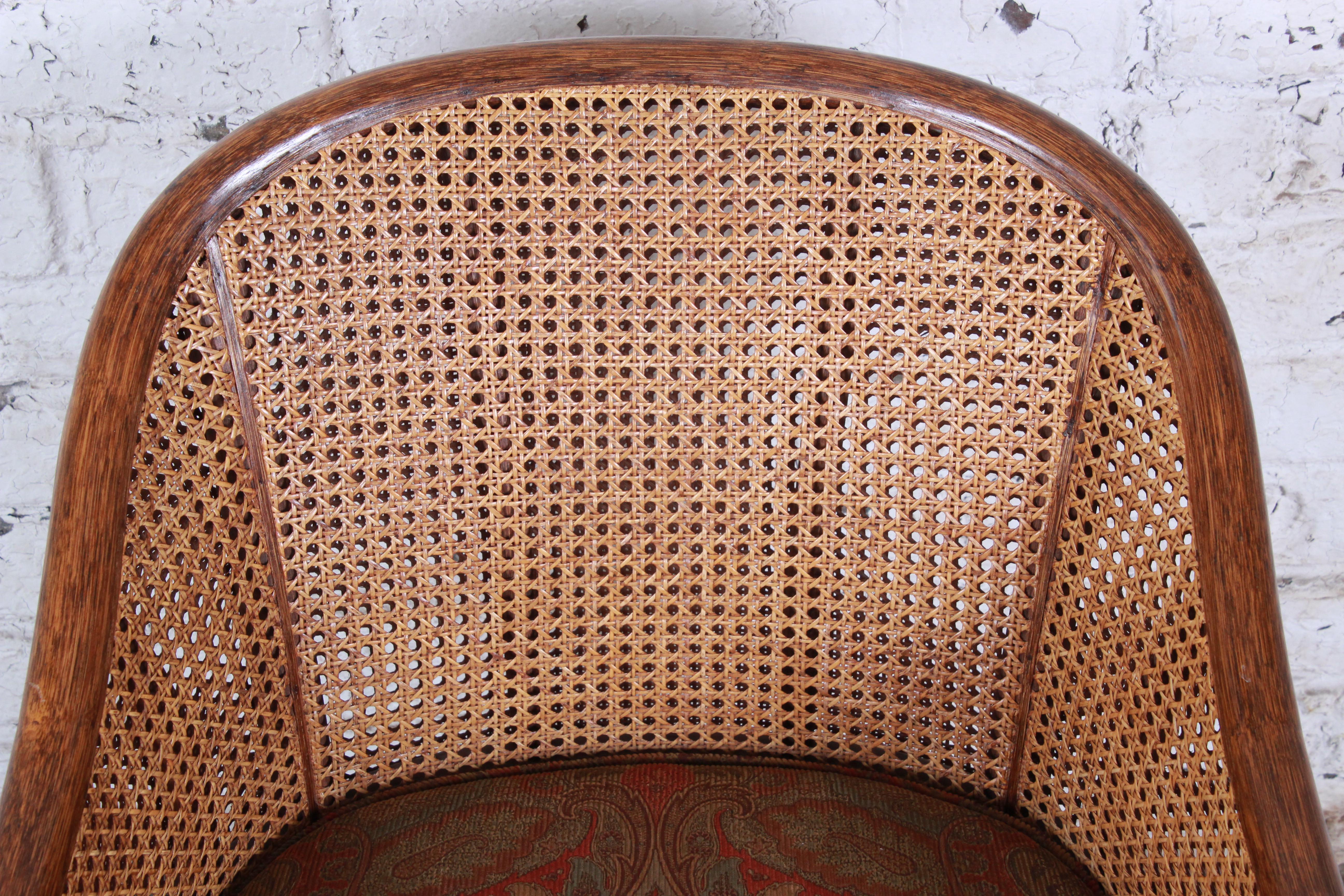 McGuire Rattan and Cane Club Chairs, Pair 2