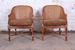 McGuire Rattan and Cane Club Chairs, Pair