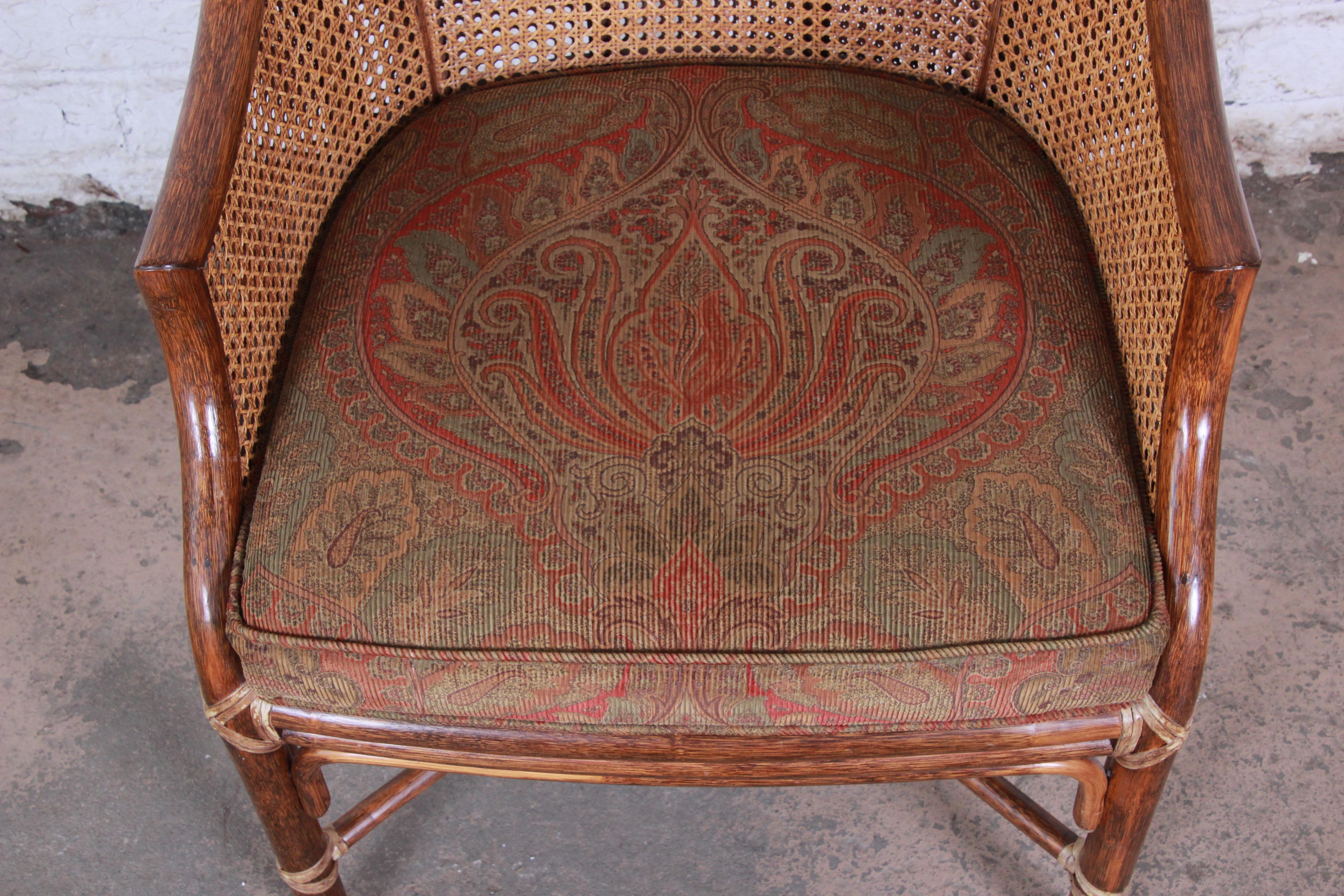 20th Century McGuire Rattan and Cane Club Chairs, Pair