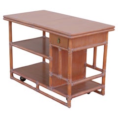 McGuire Organic Modern Rattan Serving Cart Buffet with Expandable Top