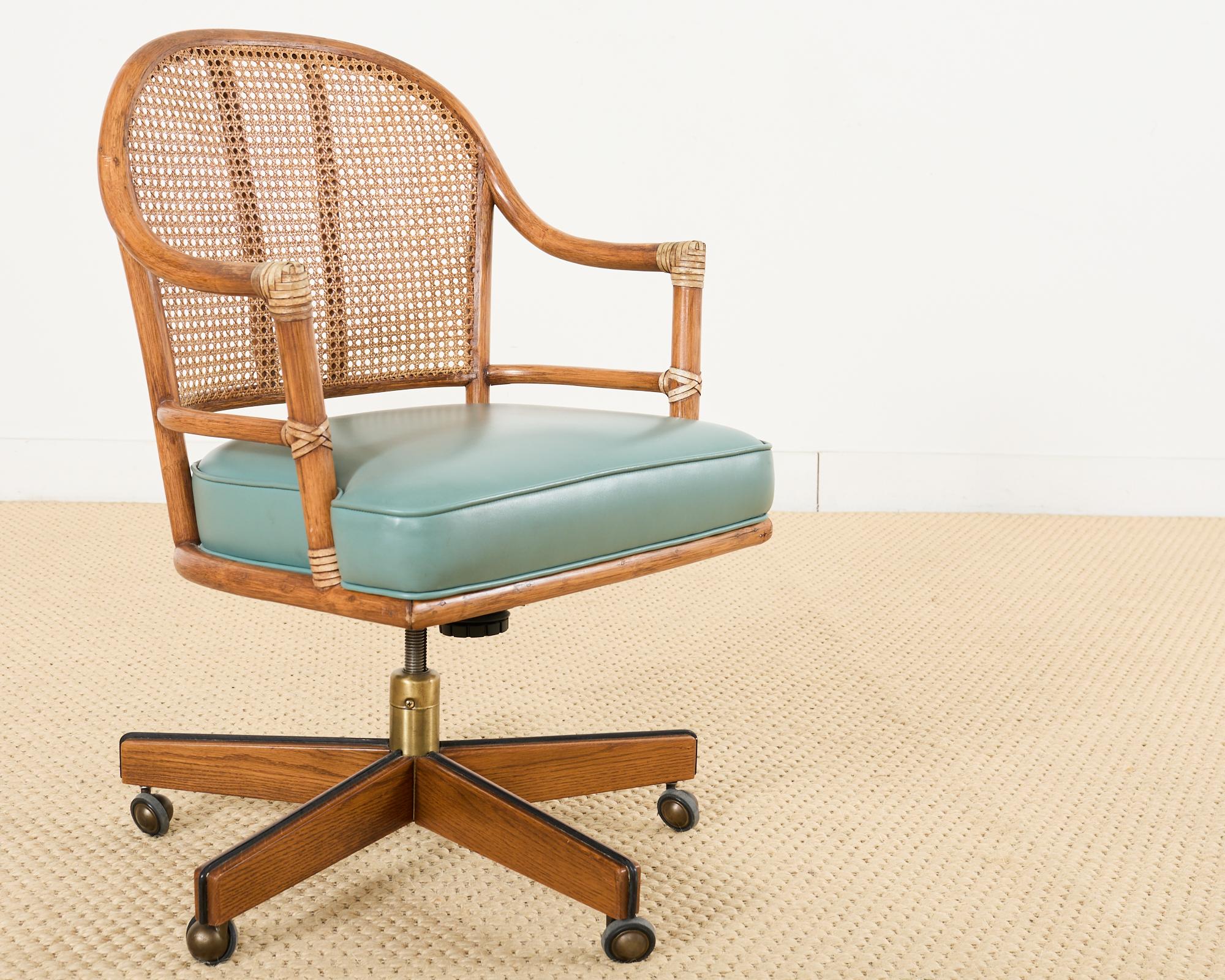 McGuire Rattan Cane Swivel Executive Office Desk Chair 1