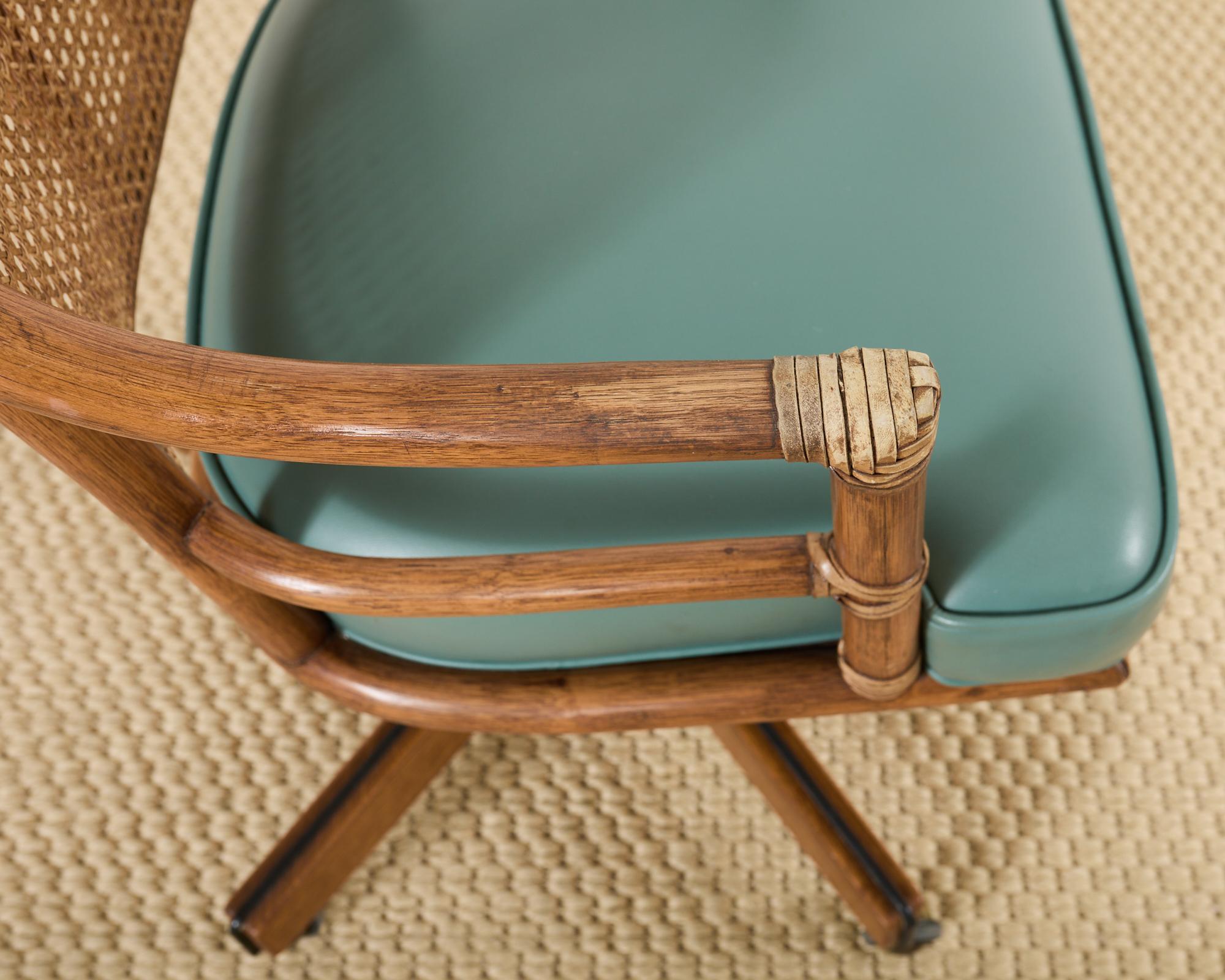 McGuire Rattan Cane Swivel Executive Office Desk Chair 2