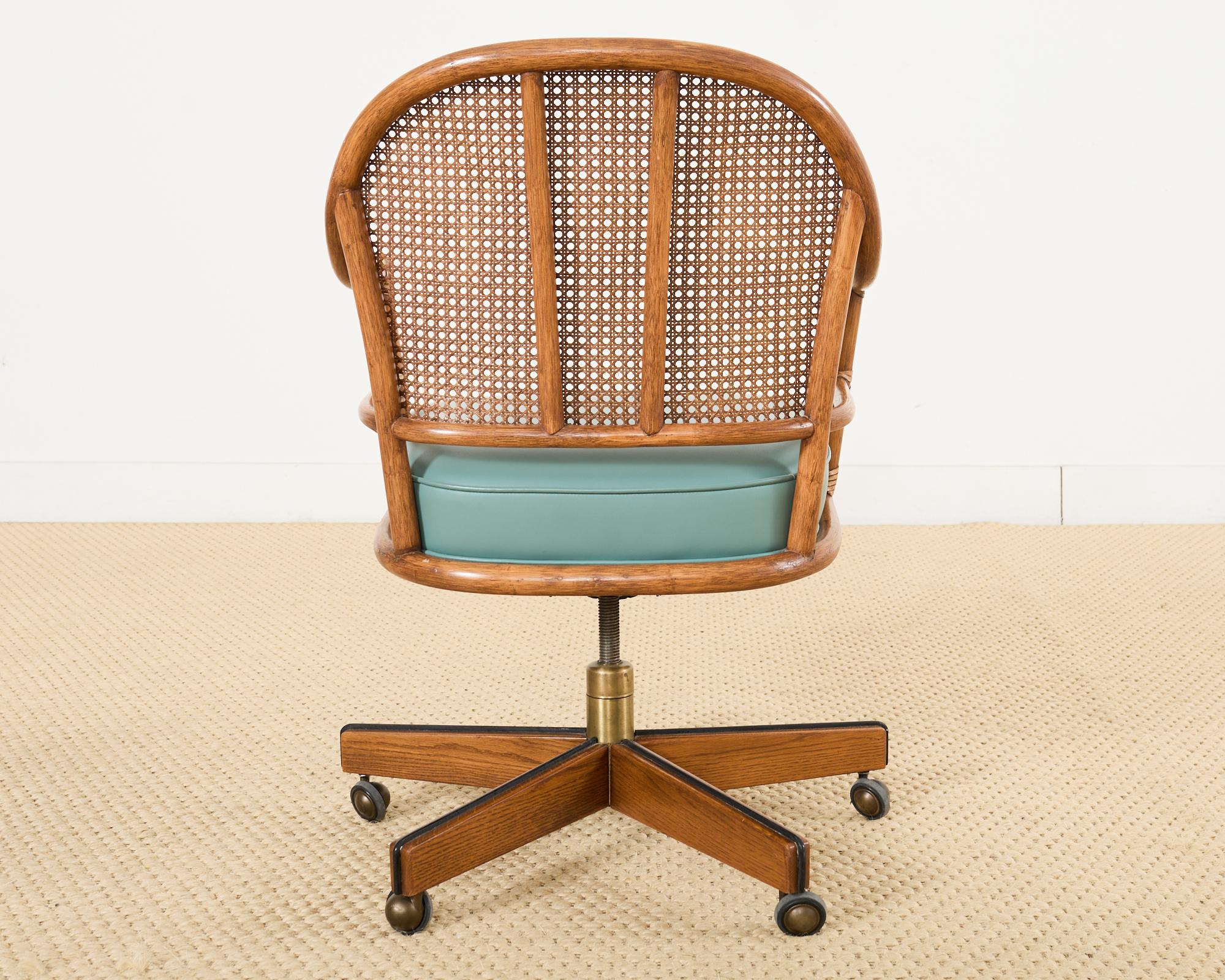 McGuire Rattan Cane Swivel Executive Office Desk Chair 4