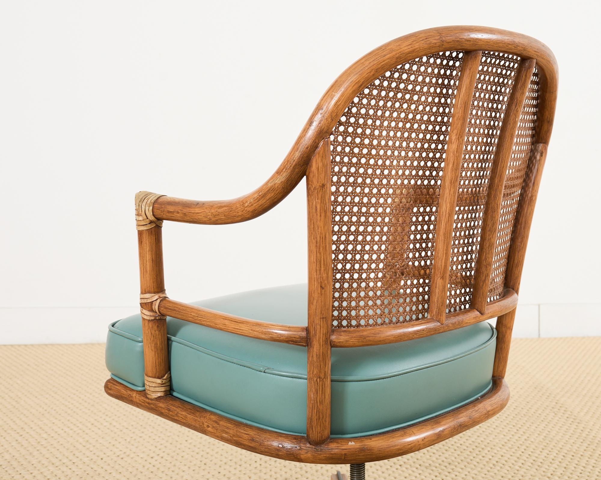 McGuire Rattan Cane Swivel Executive Office Desk Chair 5