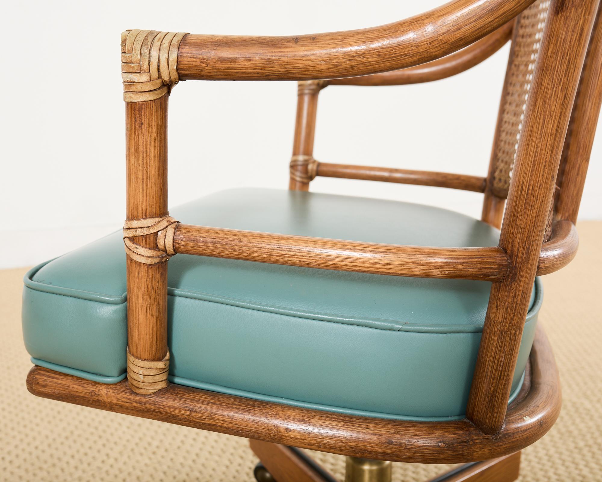 McGuire Rattan Cane Swivel Executive Office Desk Chair 7