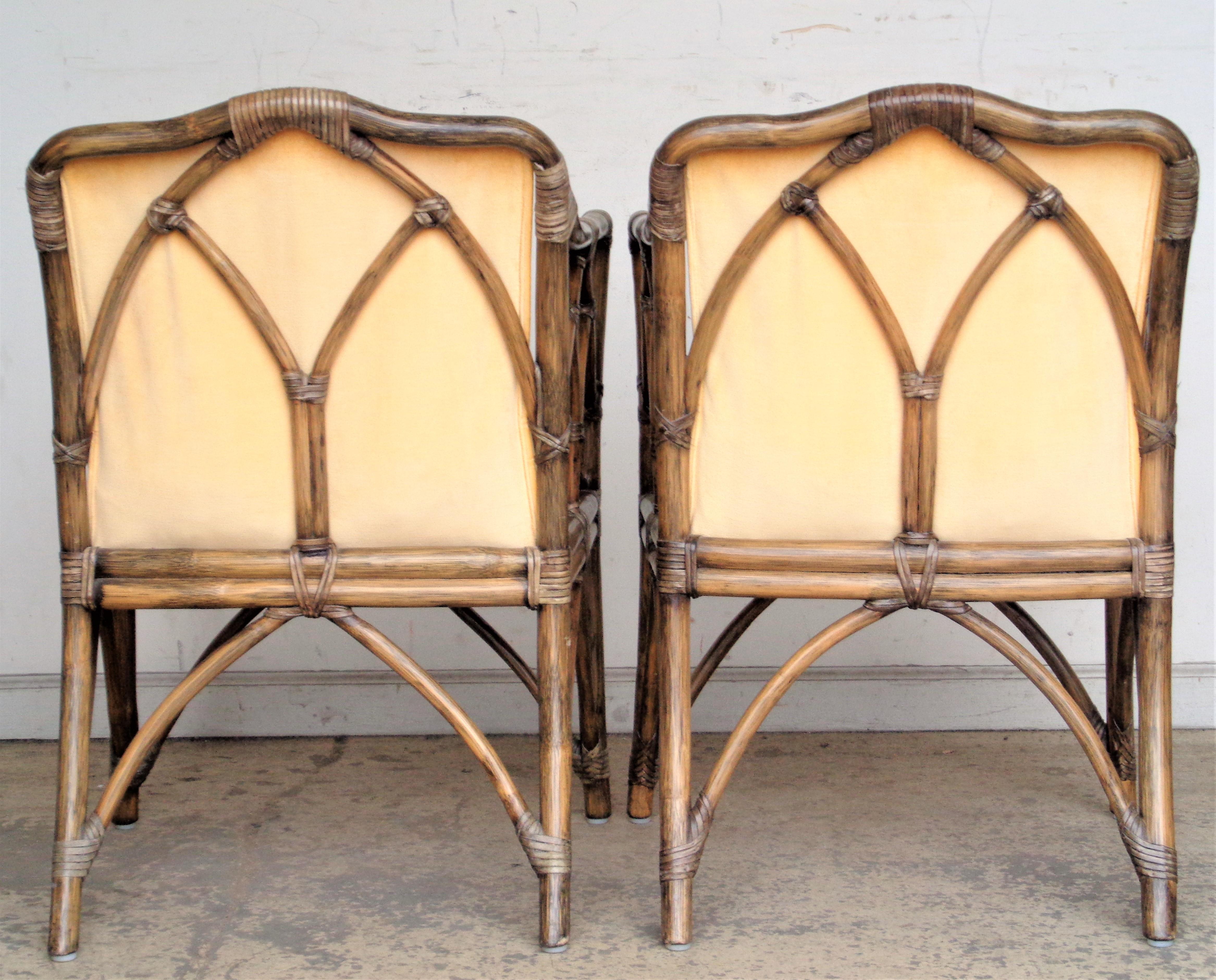 McGuire Rattan Cathedral Design Armchairs, 1970's 2