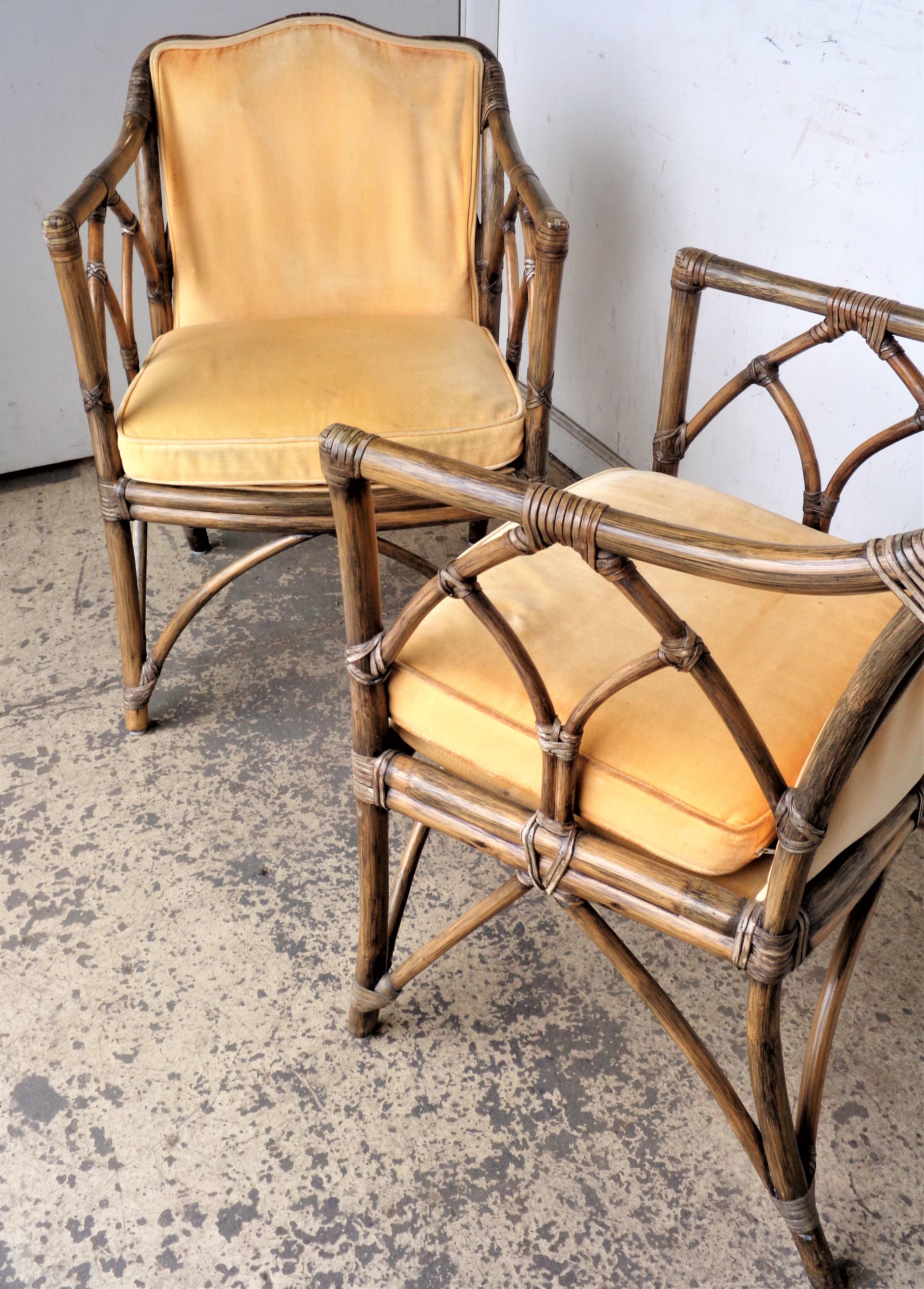 McGuire Rattan Cathedral Design Armchairs, 1970's 6