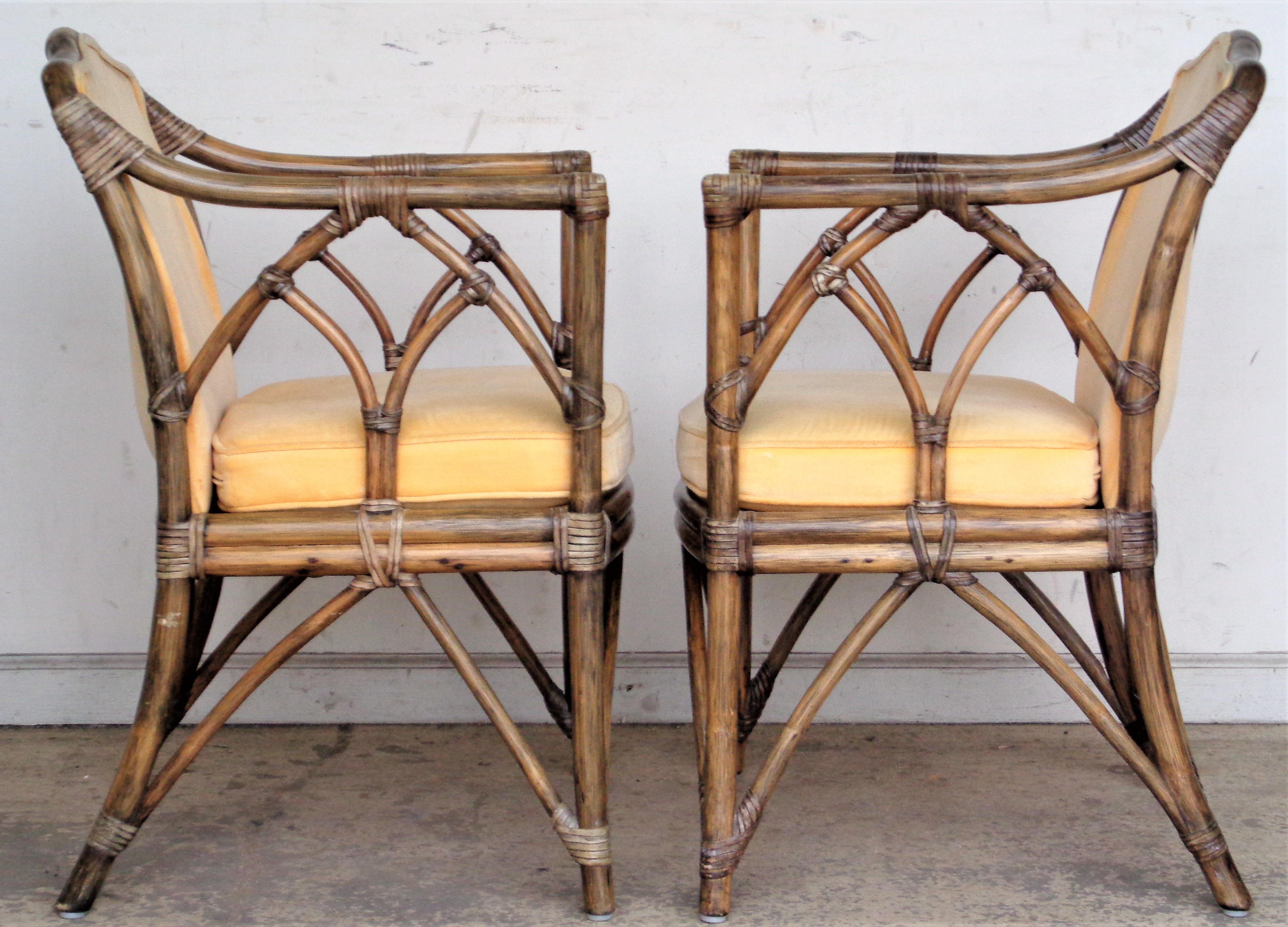 McGuire Rattan Cathedral Design Armchairs, 1970's 8