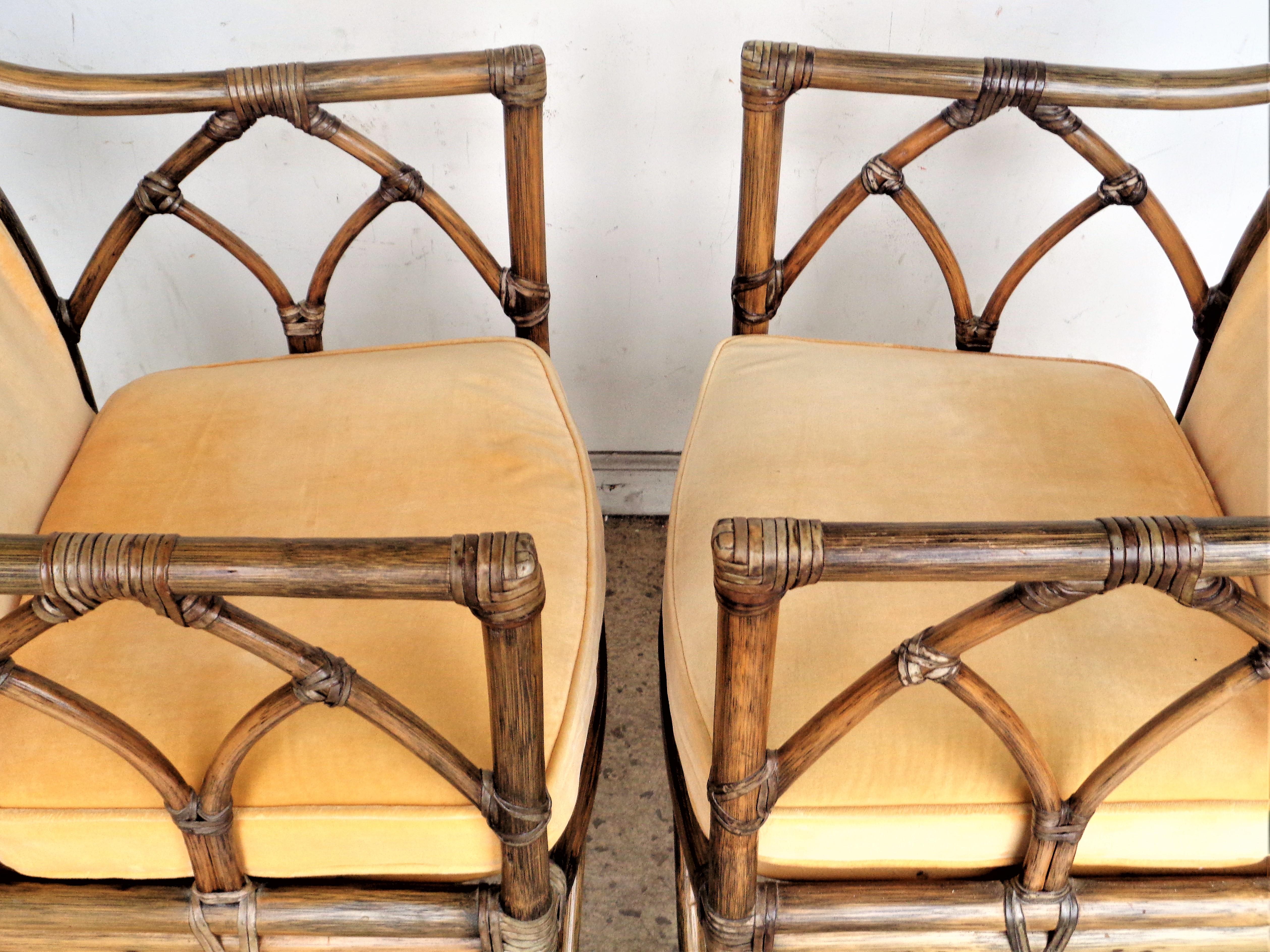 McGuire Rattan Cathedral Design Armchairs, 1970's 9