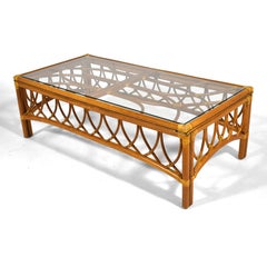 McGuire Rattan Coffee Table with Glass Top