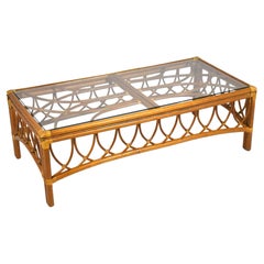 McGuire Rattan Coffee Table with Glass Top