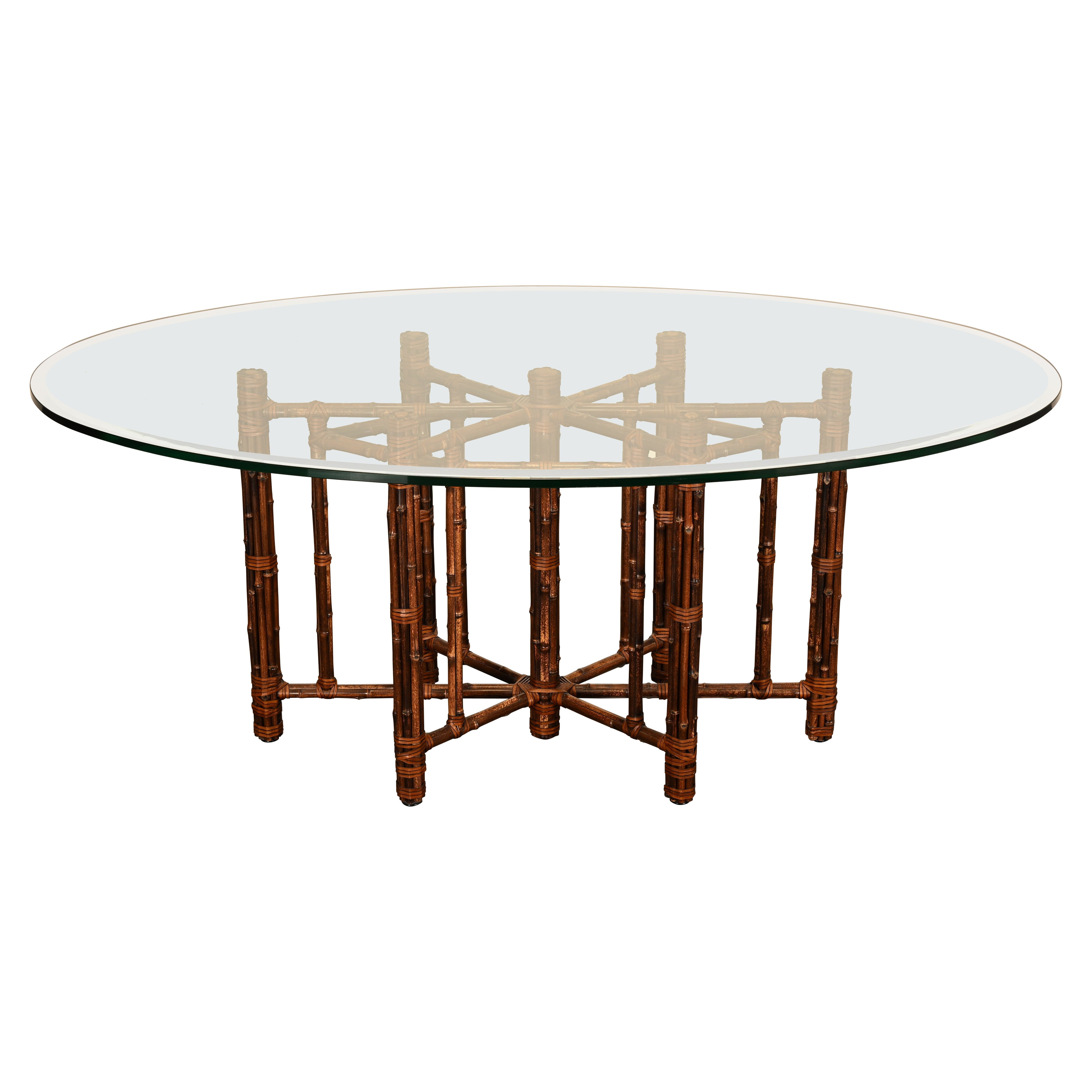 Mesa de comedor McGuire de ratán, años 80